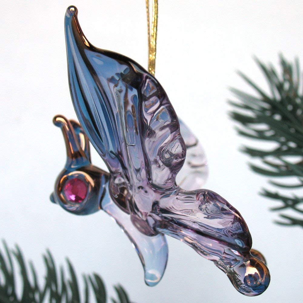 Hand Blown Glass Butterfly Christmas Ornament - Elegant Holiday Tree Decoration for Home, Party & Festive Decor
