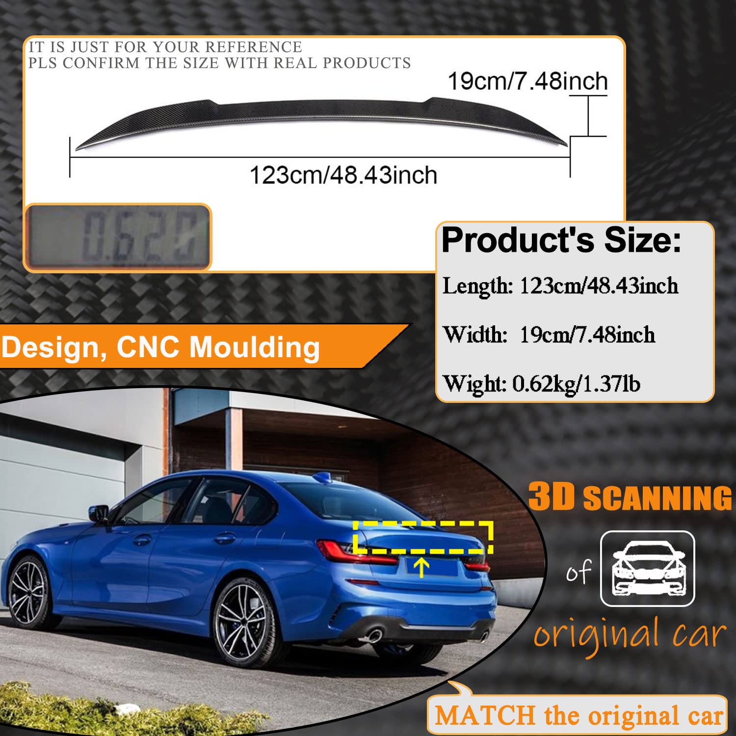 Carbon Fiber Trunk Spoiler for BMW 3 Series G20 G80 (2019-2024) | High Kick Rear Wing Lip | Fits 320i 330i 330e M340i 318d 320d 330d Models | Enhances Aerodynamics & Sporty Look for Sedans