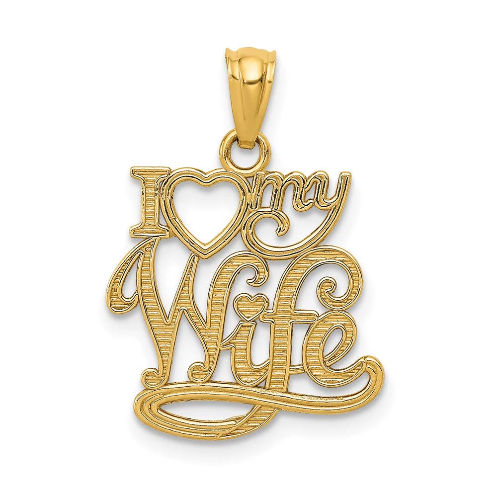 The Black Bow 14k Yellow Gold I Love My Wife Pendant, 13mm - Perfect Anniversary Gift for Her