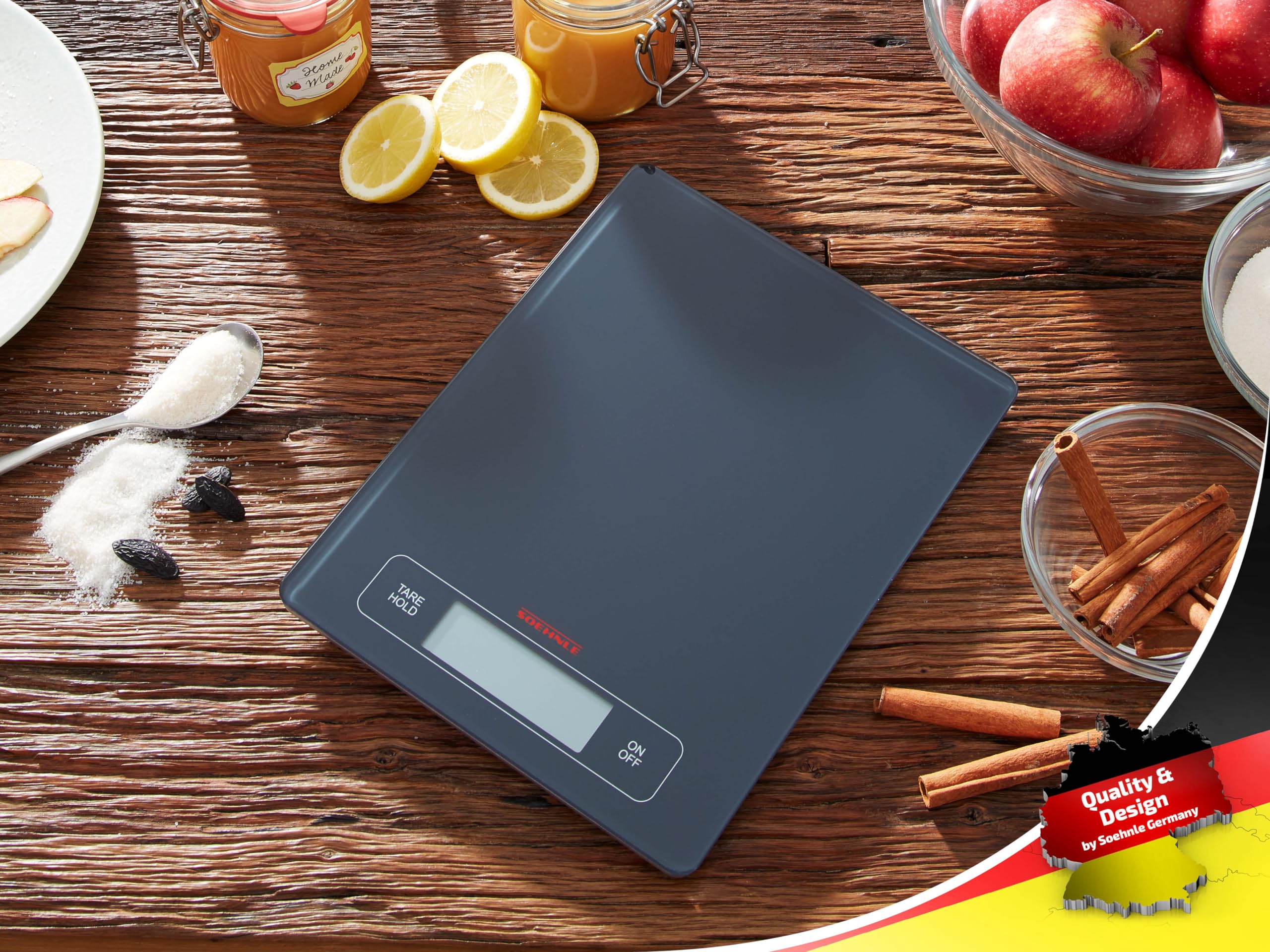 Soehnle Page Evolution Digital Kitchen Scale - 11 lb/5 kg Capacity, Precise Measurements in Grams or Ounces for Baking, Cooking & Meal Prep