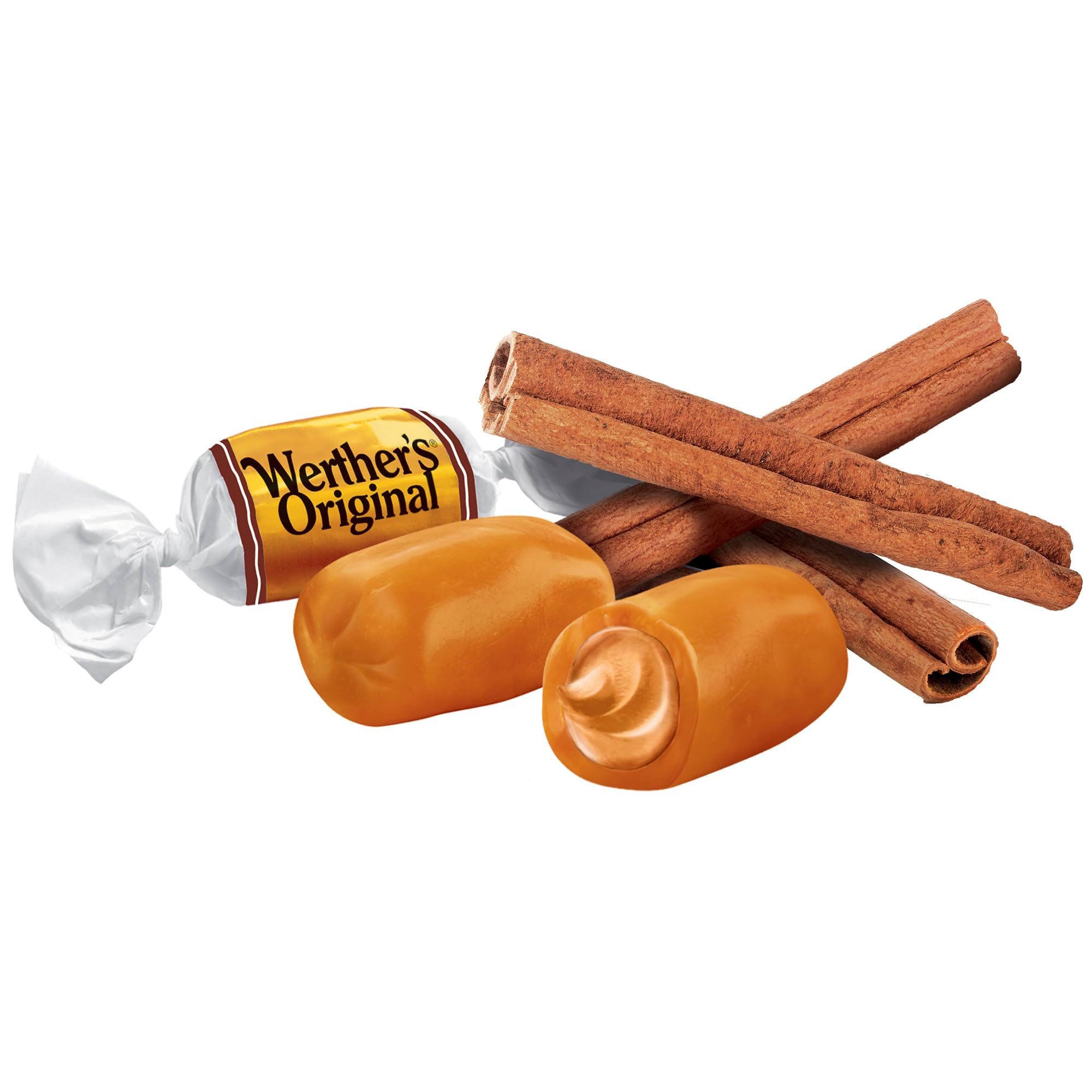 Werthers Original Cinnamon Creme Flavored Soft Caramels 2 Pack - Delicious Soft & Creamy Caramel Candies for Snacks, Gifts, Parties & Holiday Treats - Perfect for Halloween, Christmas & Office Desserts