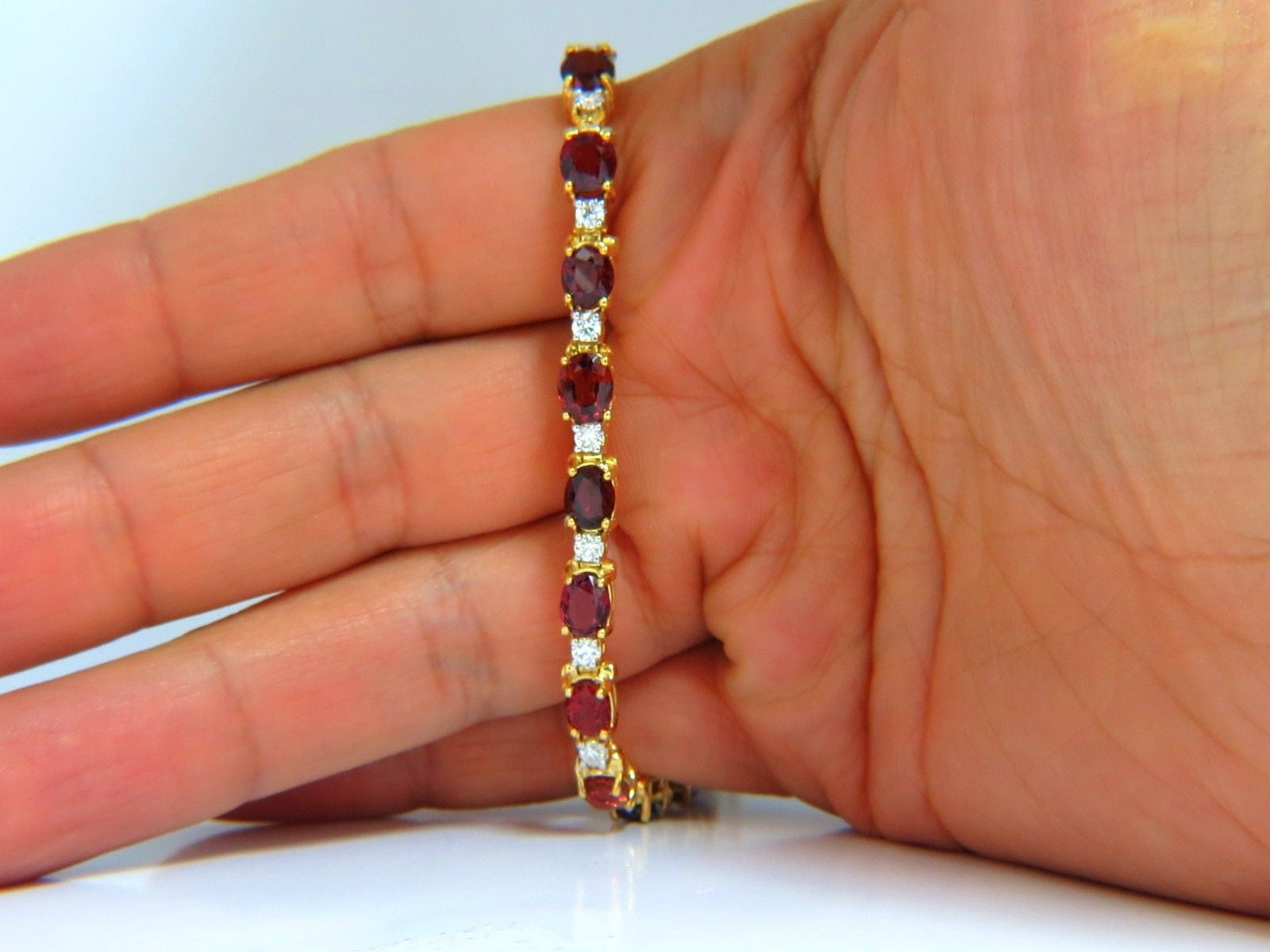 14.81ct Natural Unheated Red Spinel & Diamond Tennis Bracelet in 14K Gold - Elegant Jewelry for Weddings, Parties & Special Occasions