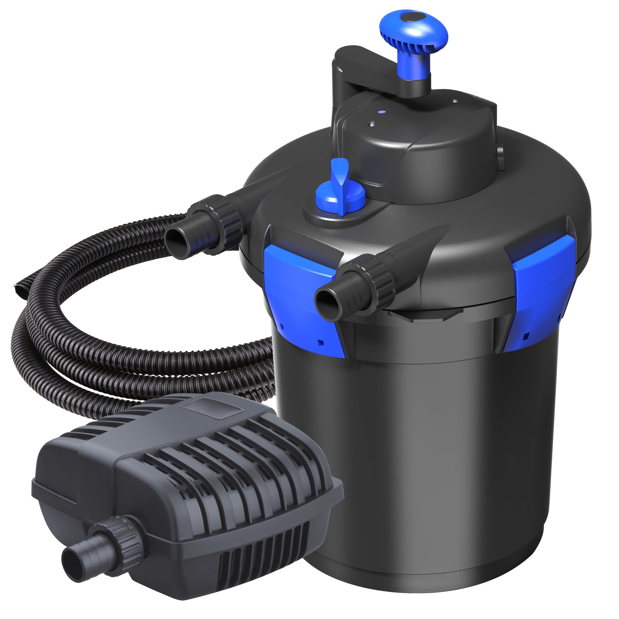 Premium 528GPH Bio Pressure Filter Kit for Pools & Fishponds - Includes 110V Pump & 9.8Ft Hose - Perfect for Garden Ponds, Koi Ponds, and Water Features