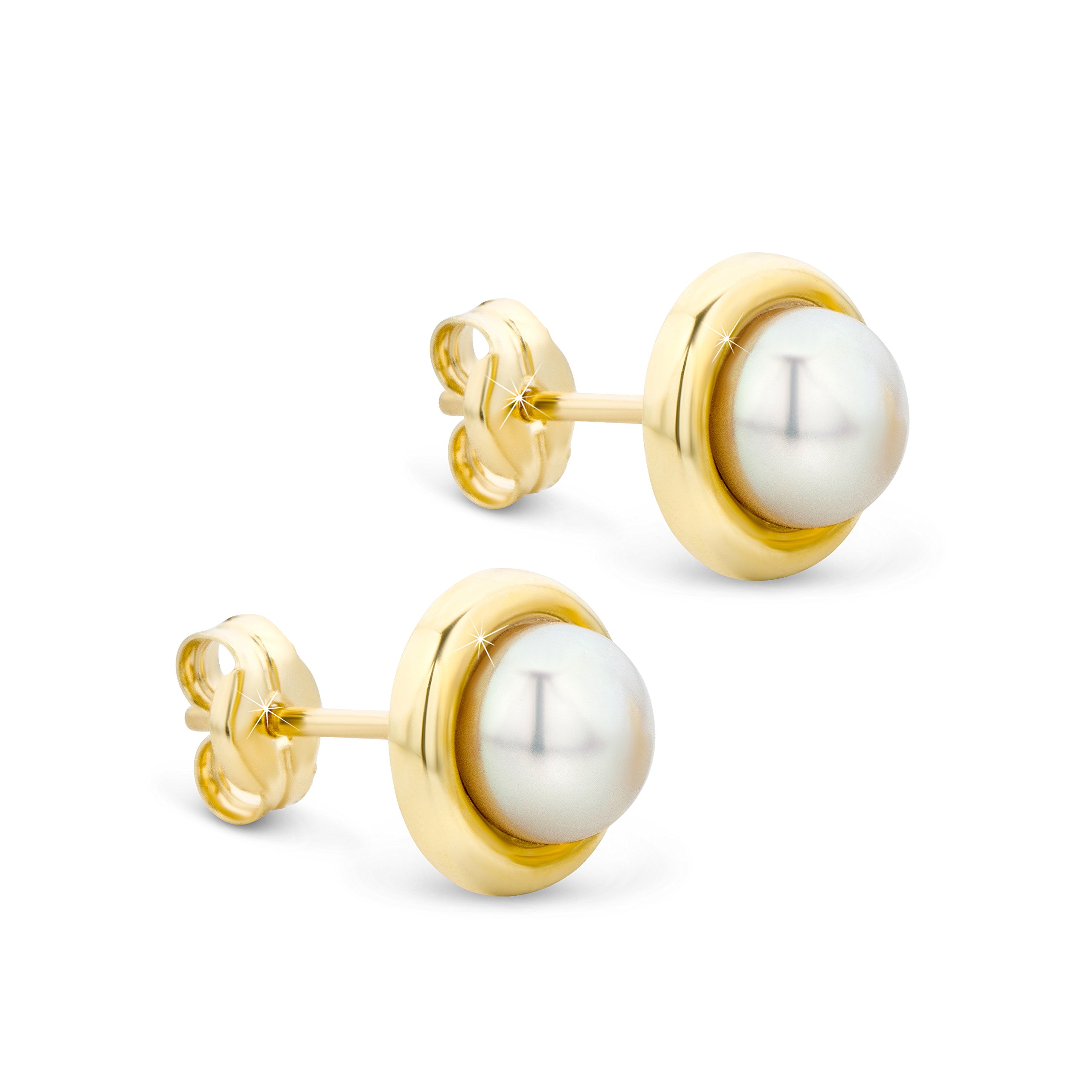 14K/10K Gold Freshwater Pearl Stud Earrings for Women - Classic Real Pearl Earrings - Timeless Elegant Jewelry Gift for Anniversary, Birthday, Wedding - Perfect for Daily Wear, Office, Party & Special Occasions