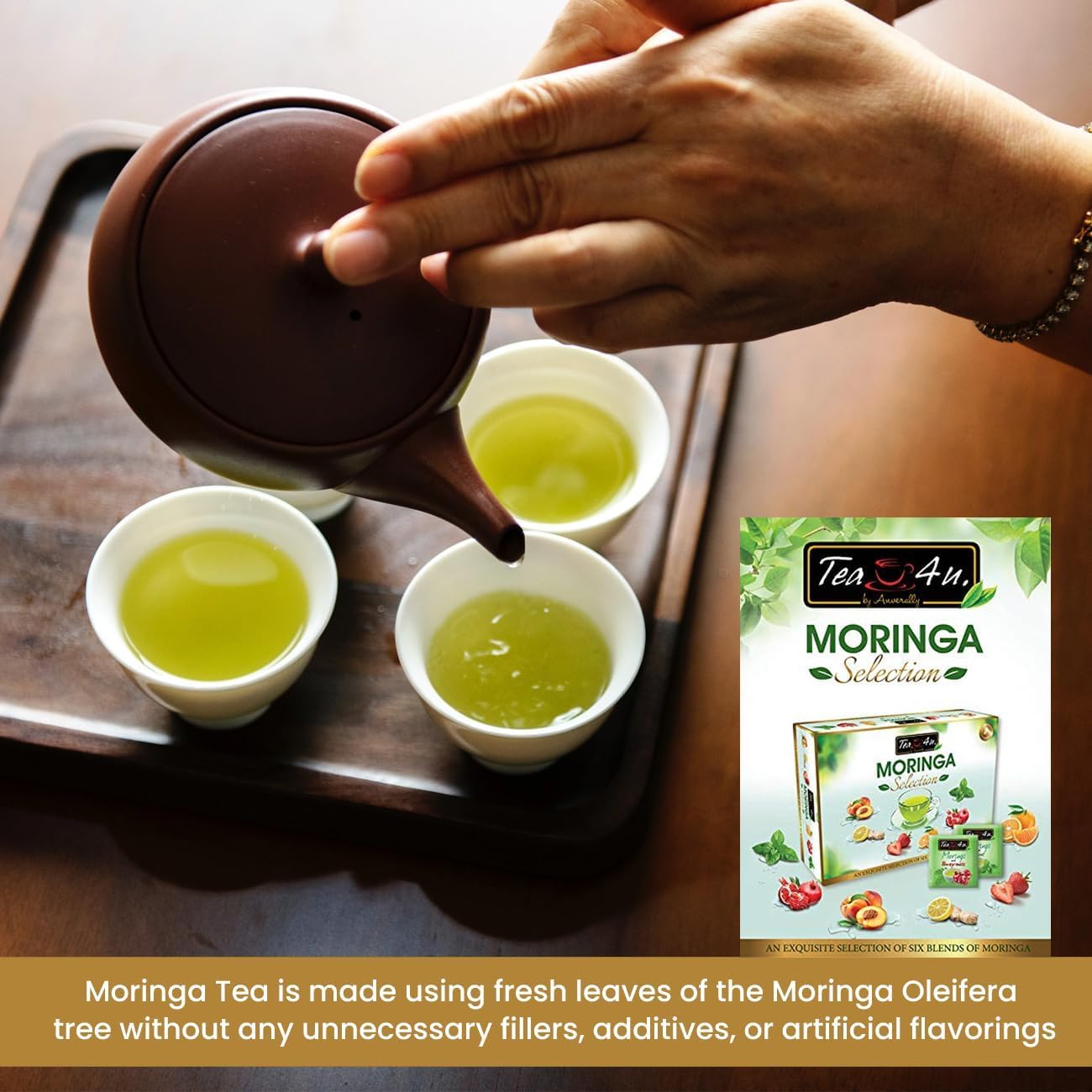 Organic Moringa Oleifera Energy Tea Bags - 25 Count, Natural Flavorful Blended Herbal Tea with Freshness & Distinct Taste | Boost Energy, Focus & Wellness | Perfect for Morning, Afternoon & Office Use