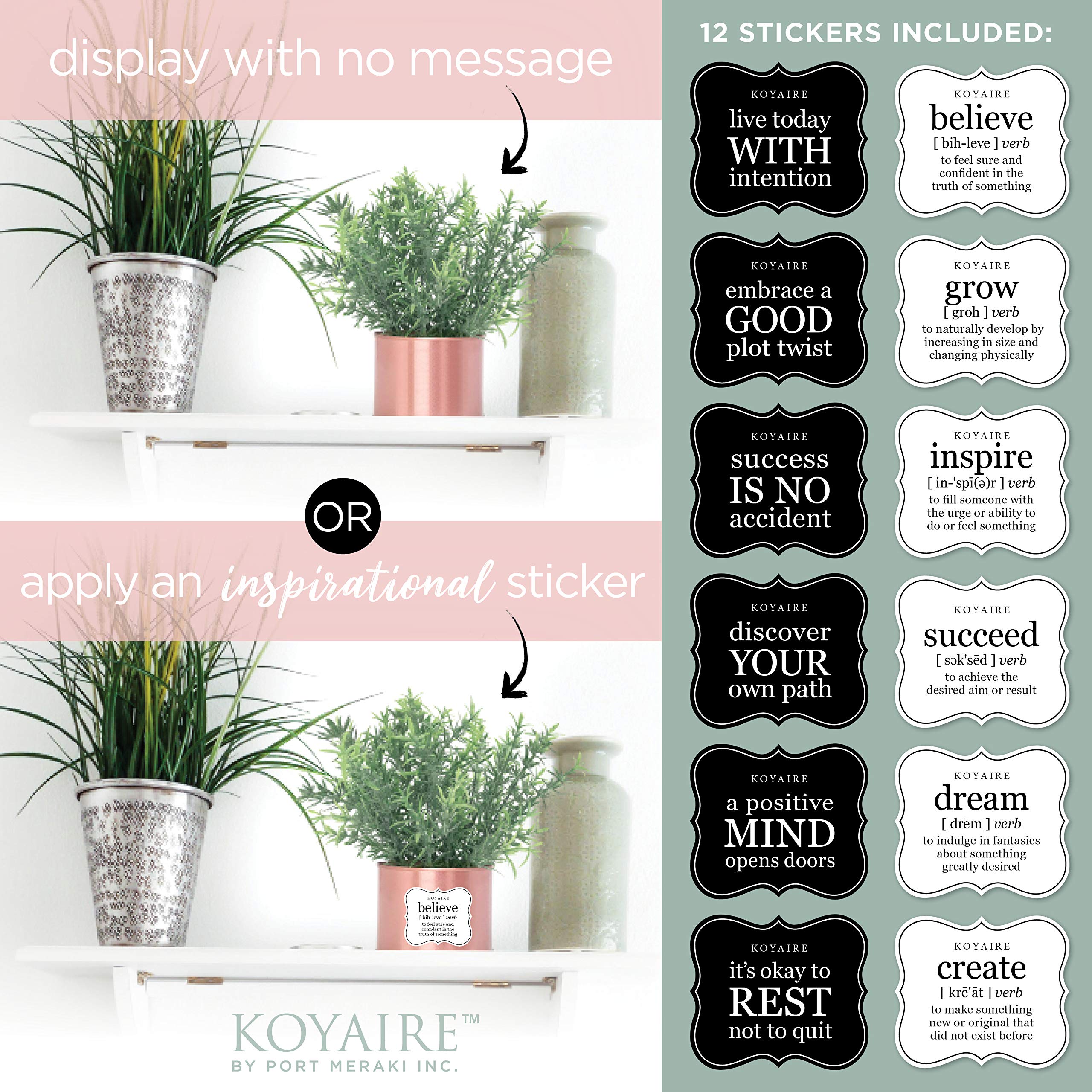 3 Motivational Faux Plants for Desk - Rose Gold Office Decor - Small Home & Office Accessories - Pink Desk Decorations - Perfect for Workspace, Home Office & Gift Giving