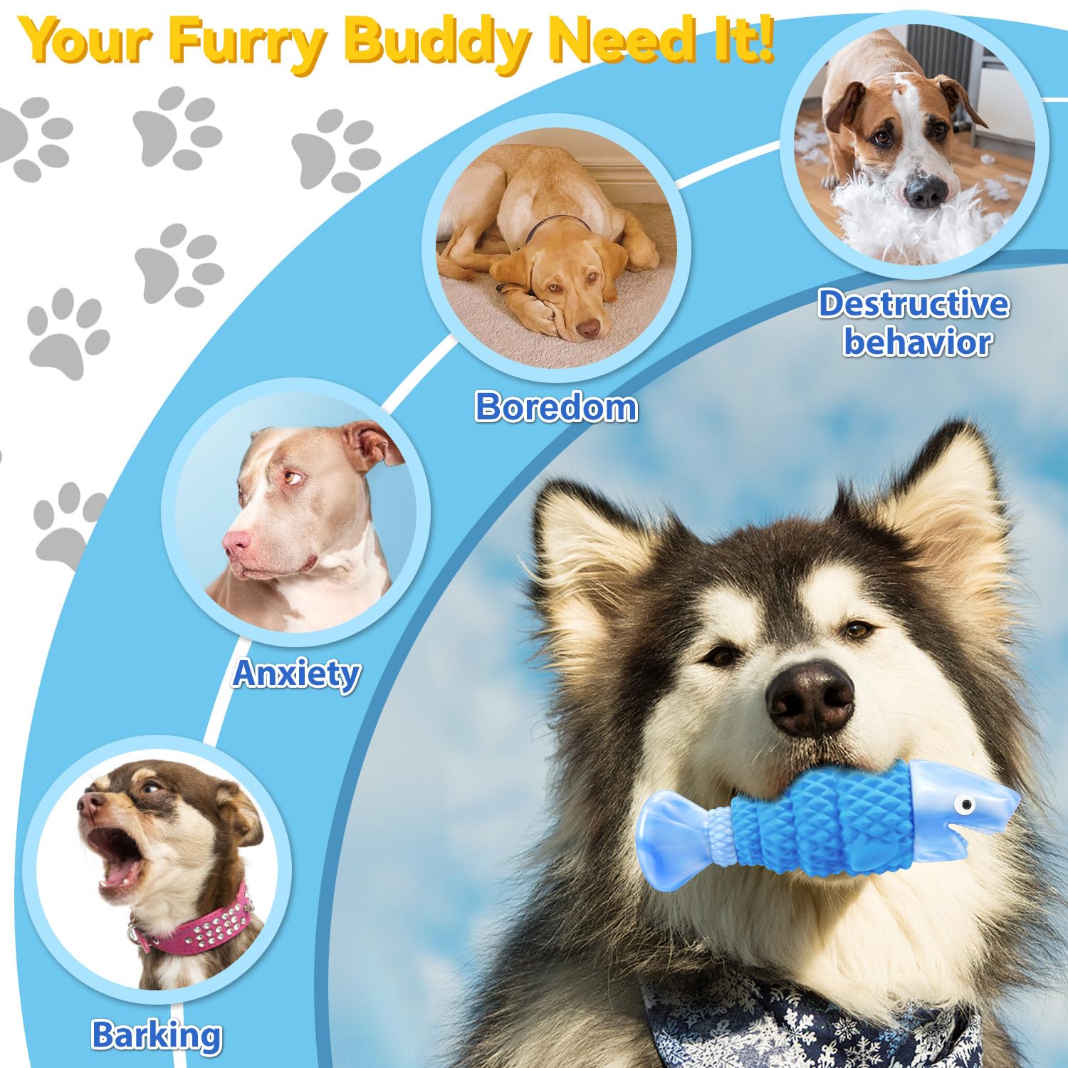 Tough Durable Dog Toys for Aggressive Chewers - Large Breed Indestructible Chew Toys to Reduce Anxiety & Boredom - Perfect for Strong Chewers, Teething Puppies & High-Energy Dogs