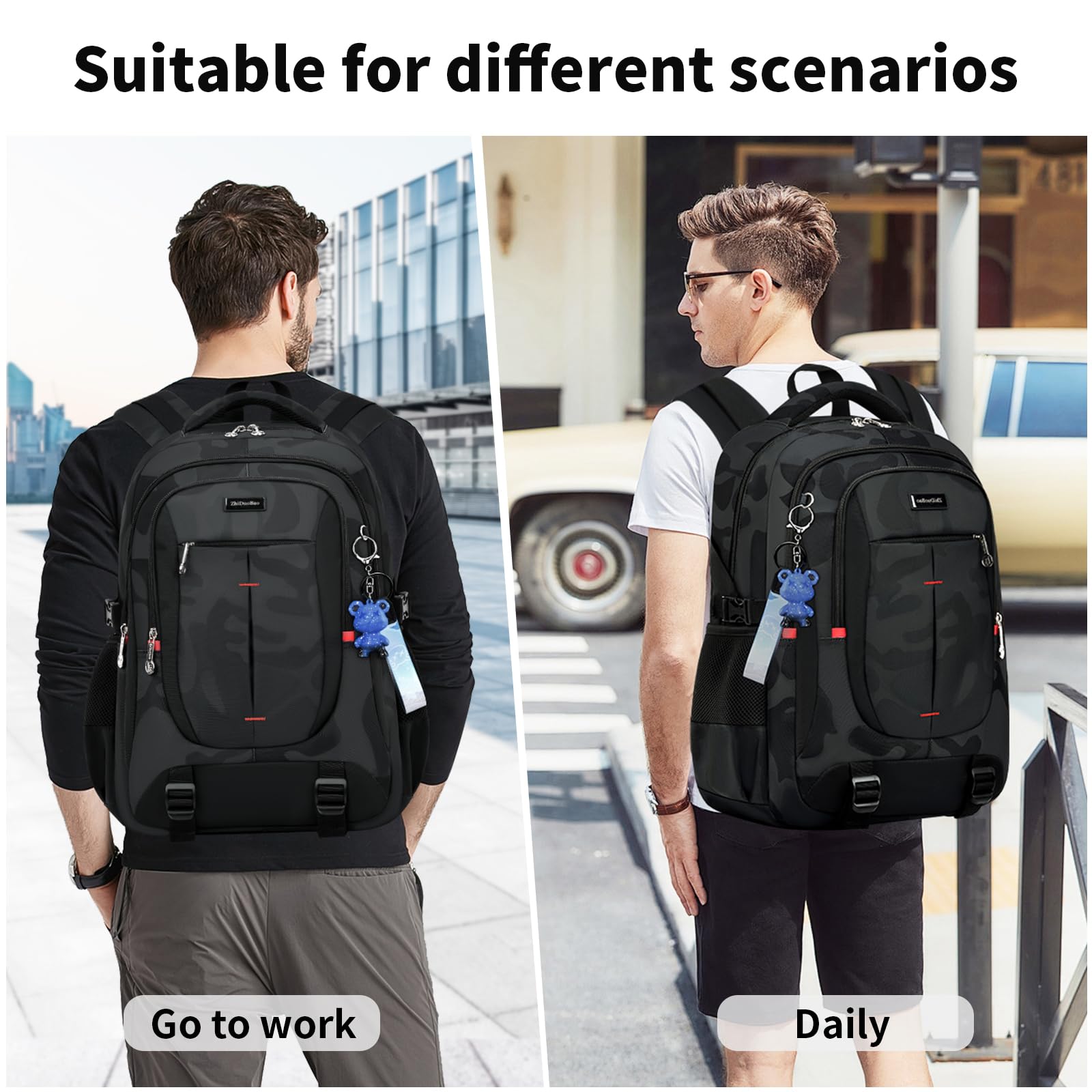 **Durable Camo Backpack for Middle & High School Boys - Large Capacity Anti-Theft Water Resistant Travel Backpack with 15.6