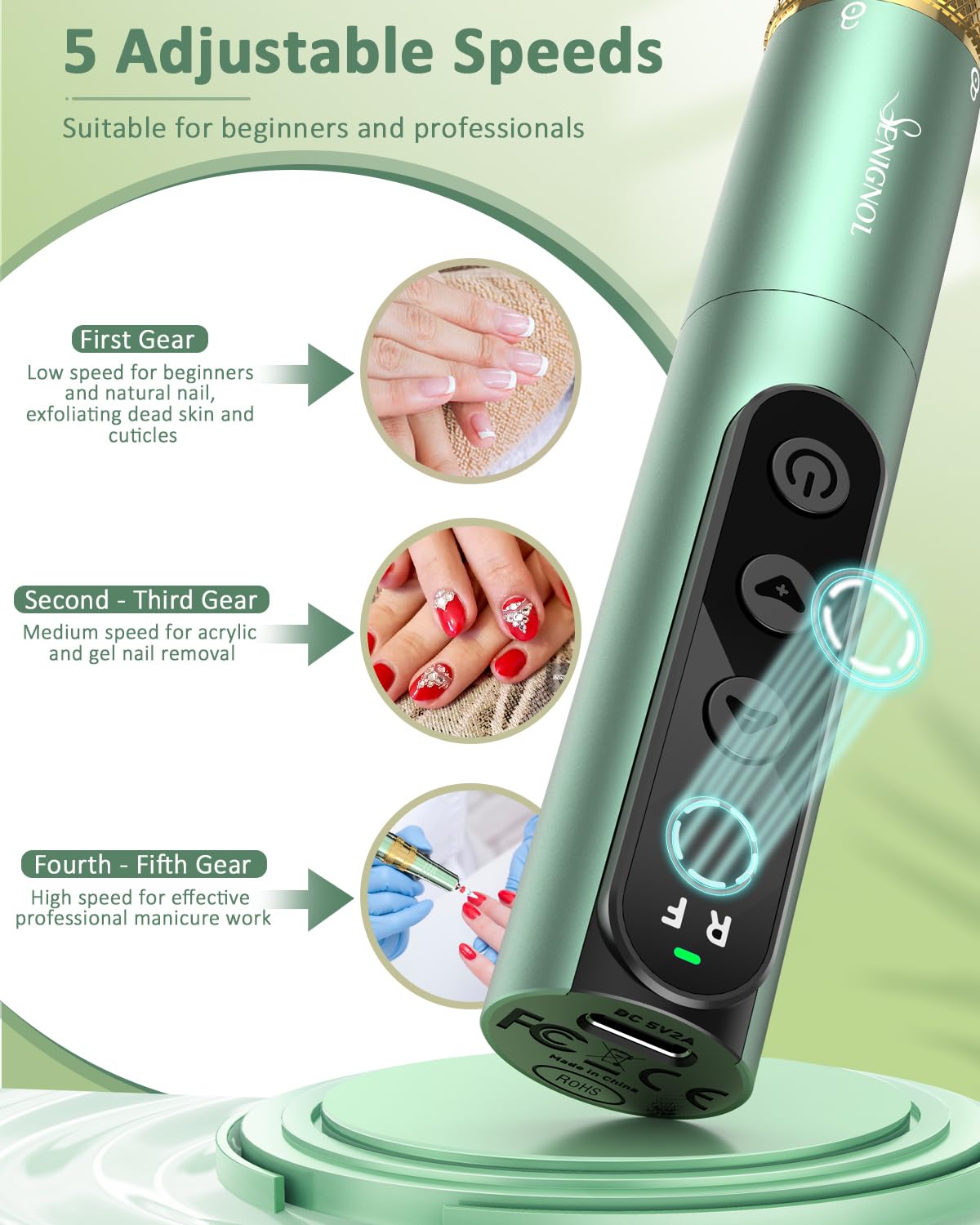 Professional 35000RPM Cordless Electric Nail Drill Kit - Rechargeable Manicure Pedicure Tool for Acrylic Gel Nails, Home Salon & DIY Nail Care | Perfect for Nail Art, Polish Removal & Nail Shaping
