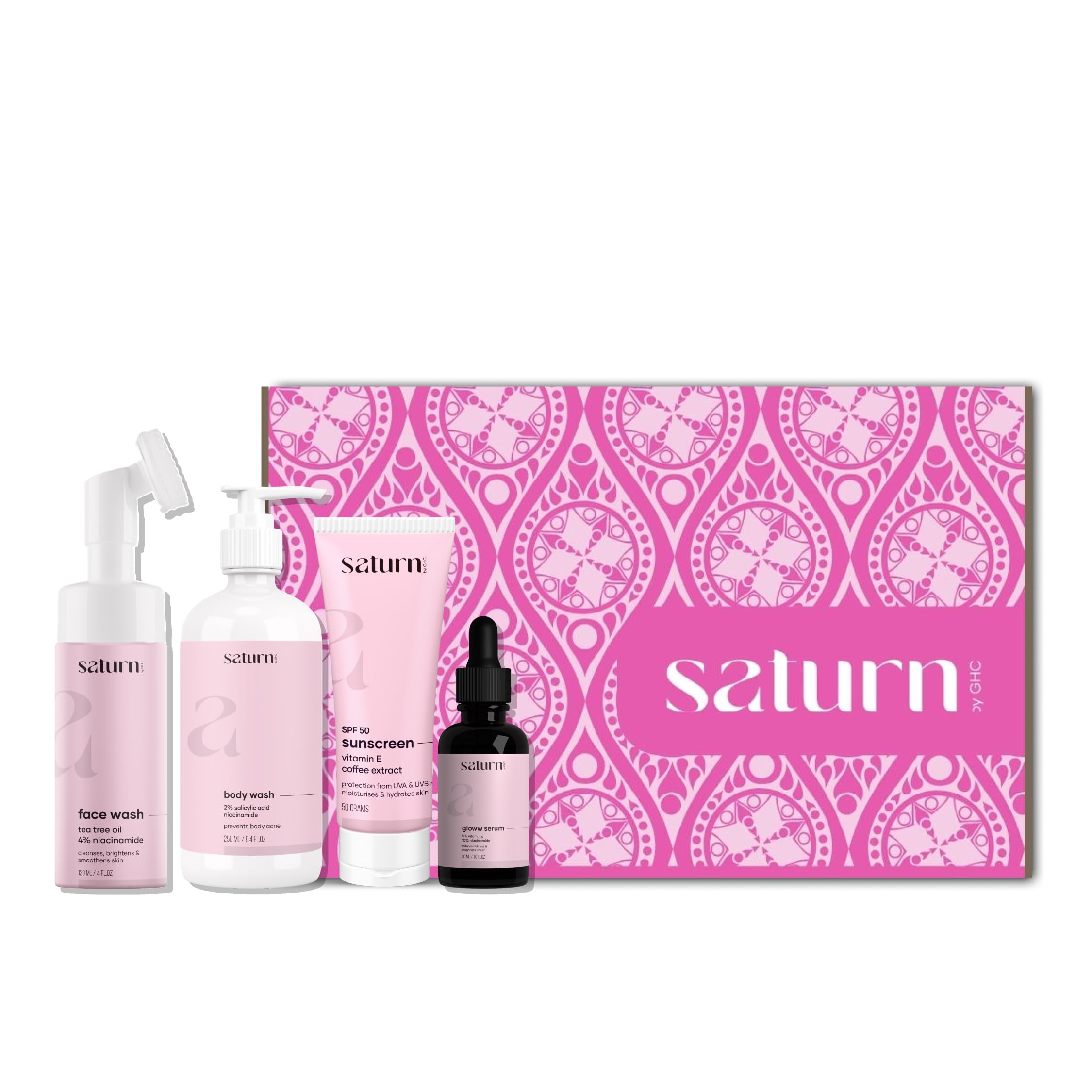 GHC Rakhi Combo for Sister - Skin Care Essentials Set with Face Wash, Body Wash, Glow Serum & Sunscreen | Perfect Gift for Raksha Bandhan, Birthday & Special Occasions | Hydrating & Brightening Skincare Routine