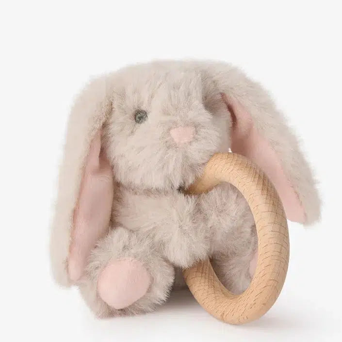 Elegant Soft Plush Bunny Ring Rattle Toy for Babies - Cute Teething & Sensory Developmental Toy for Newborns & Infants - Perfect Baby Shower Gift & Nursery Essential