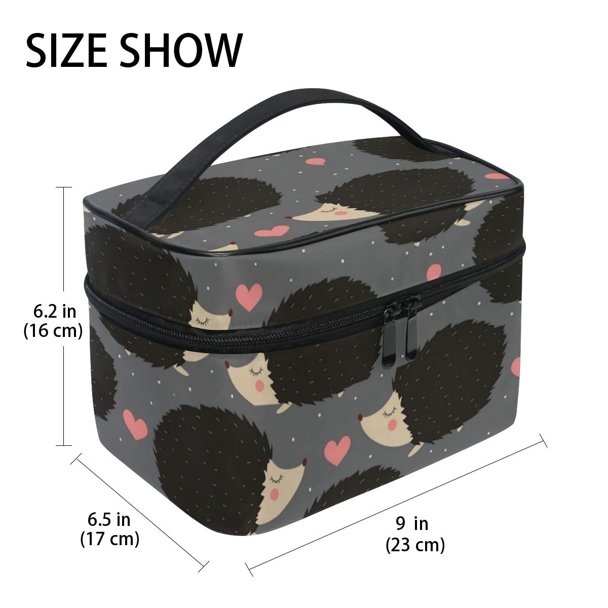 Cute Hedgehog Travel Makeup Bag - Waterproof Cosmetic Organizer with Zipper for Women & Girls | Perfect for Vacation, Gym, Daily Use & Gift Giving