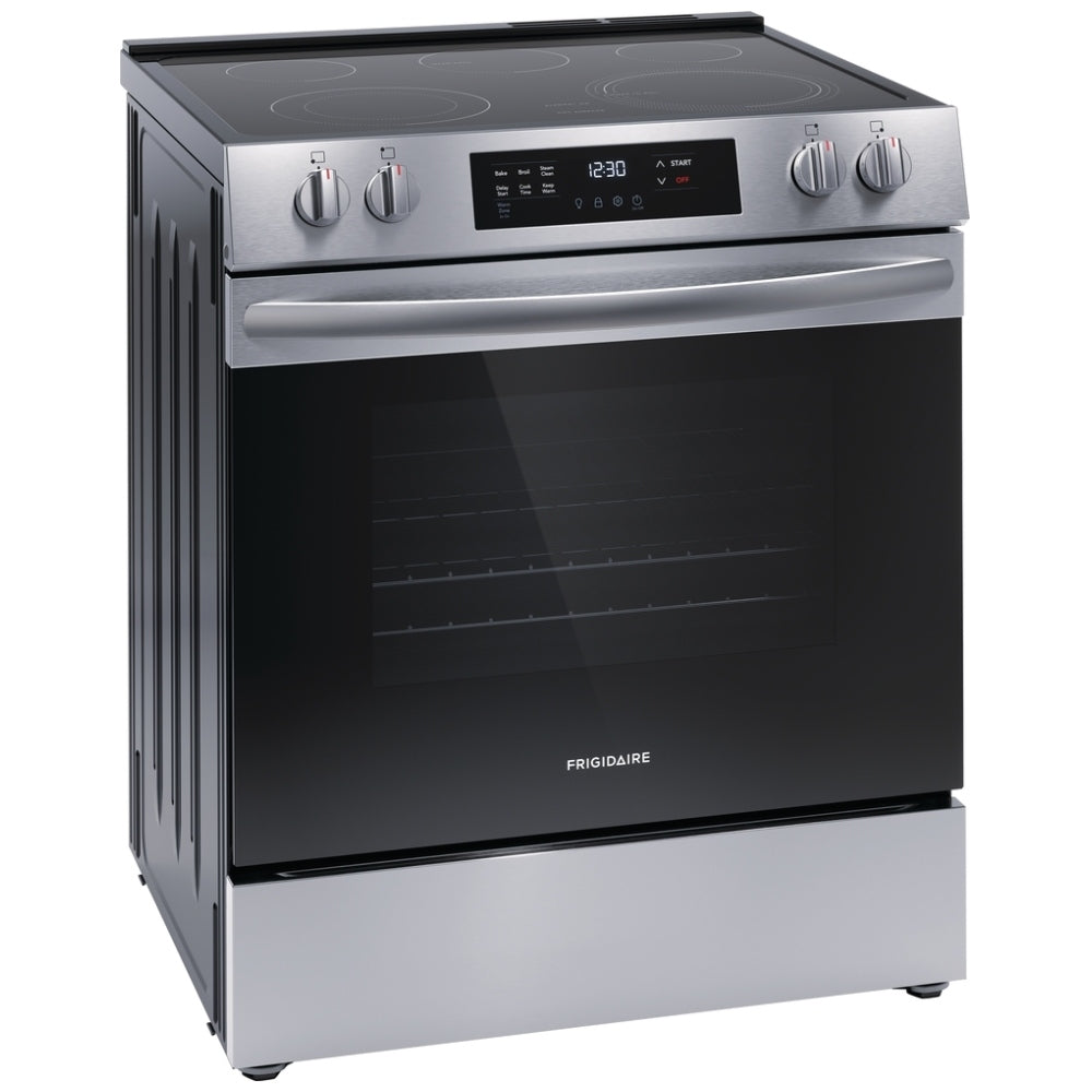 Frigidaire FCFE306CAS 30-Inch Stainless Steel Electric Range with Front Controls - Perfect for Modern Kitchens, Baking & Family Cooking