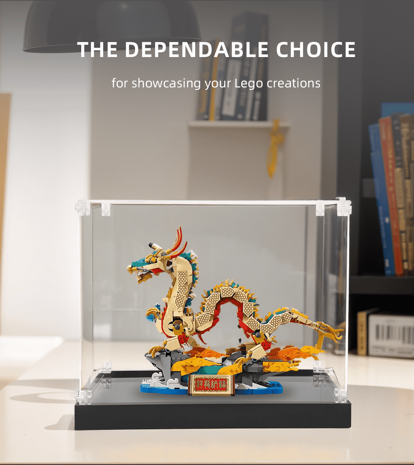 Lego Auspicious Dragon 80112 Display Case - Clear Acrylic Showcase for Collectible Building Sets - Perfect for Home Decor, Office Display & Gift Presentation