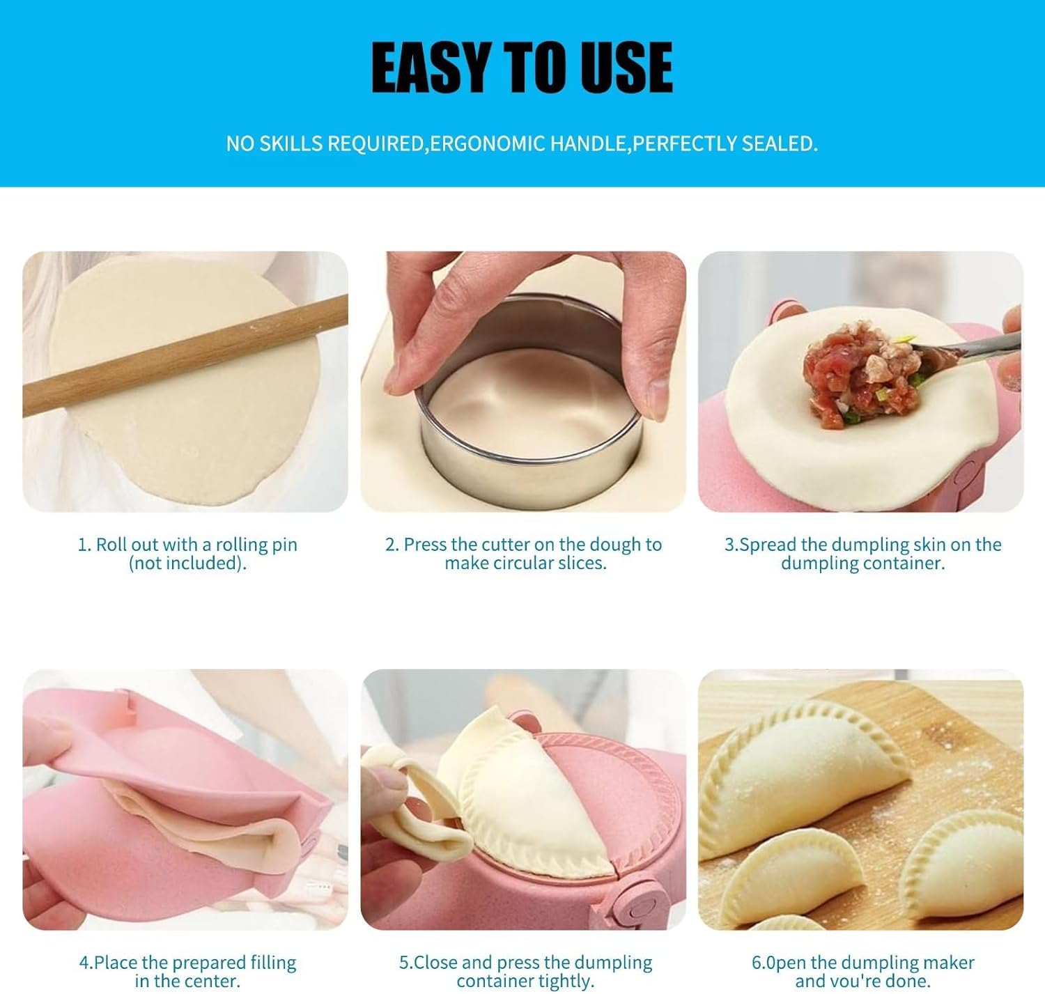 3 Sizes Empanada Maker Press - Dumpling Maker Set with Dough Cutter for Pierogi, Pastelitos, Calzone & Turnovers - 4.2
