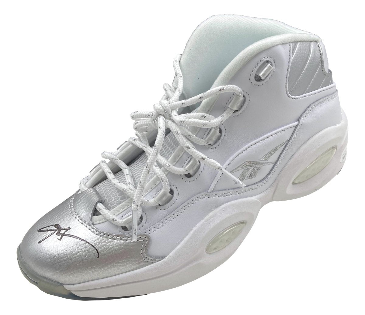 Authentic Allen Iverson Signed Reebok Question Mid Anniversary Basketball Shoe - Philadelphia 76ers JSA Certified - Perfect for Collectors & Sports Memorabilia Displays