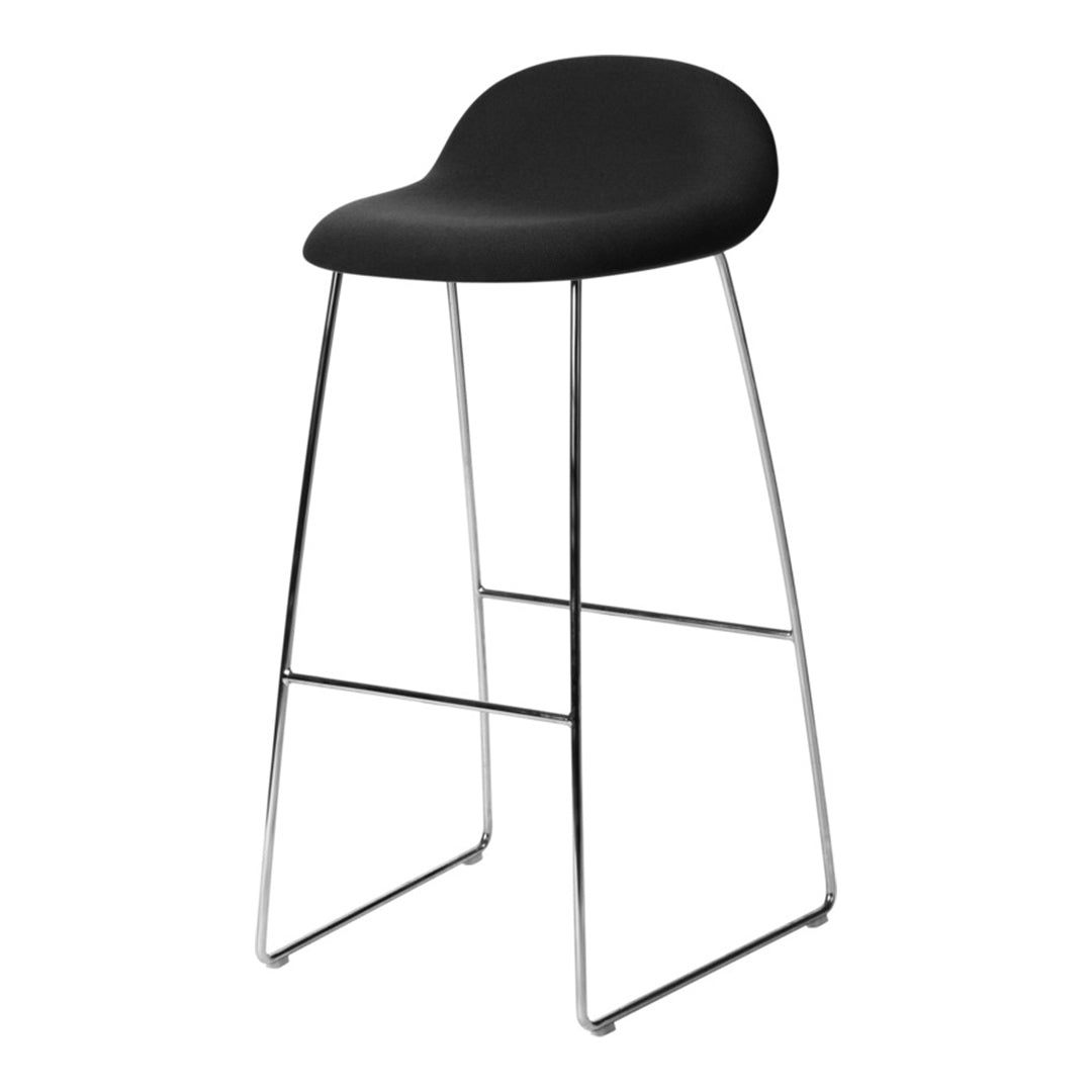 Gubi 3D Bar Stool with Front Upholstery & Sledge Base - Modern Kitchen Counter Stool for Home Bar, Restaurant & Cafe