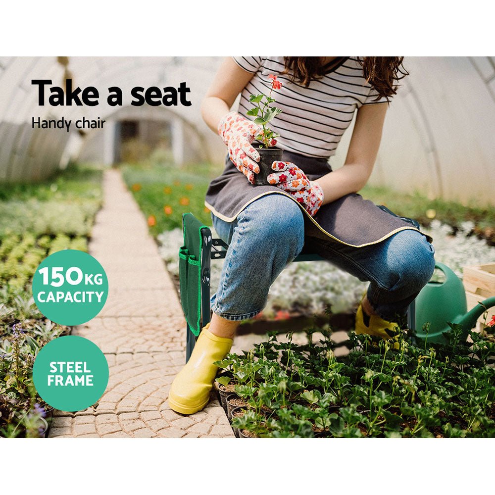 3-in-1 Foldable Garden Kneeler with Padded Seat - Convertible Outdoor Bench & Knee Pad for Gardening, Weeding & Yard Work