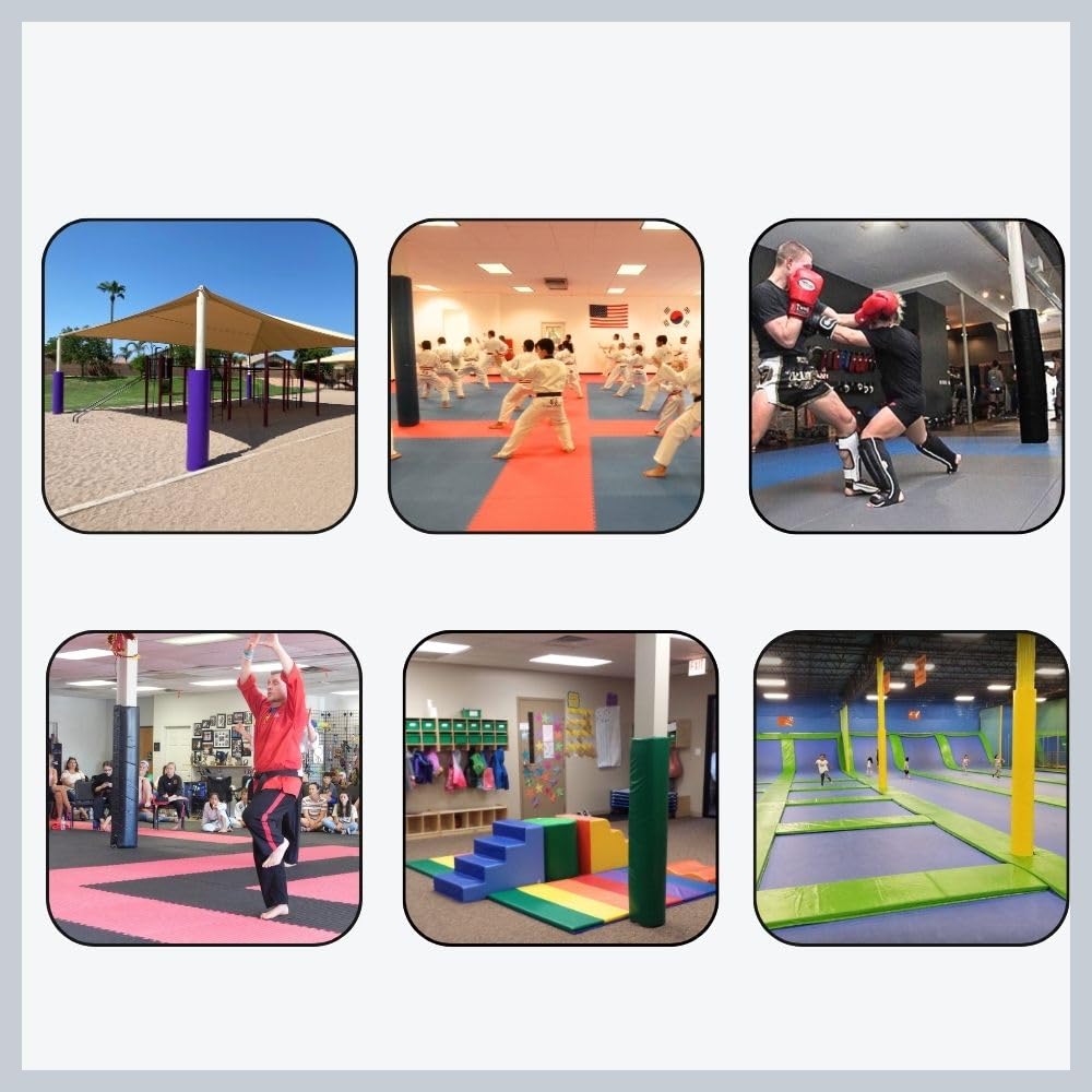 4 FT Tall Safety Pole Pad - 2” Thick Weatherproof Foam with UV Protection - Grommet & Velcro Tie Closure for Pickleball Courts - Perfect for Outdoor Sports Equipment Protection