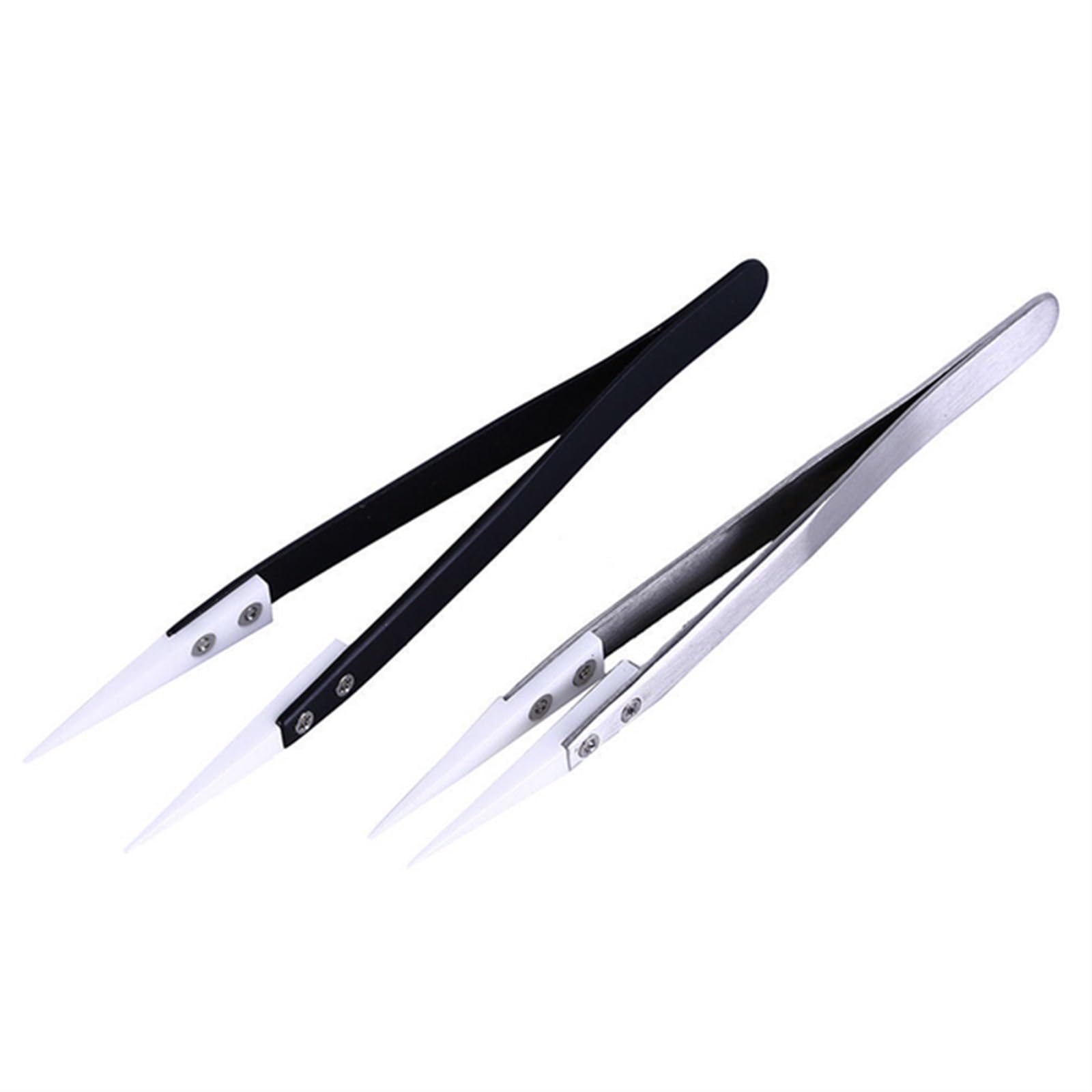 Precision Ceramic Tweezers for Hair Removal & Electronics Soldering - Stainless Steel Handle Professional Hand Tool - Perfect for Eyebrow Grooming, Jewelry Making & DIY Crafts