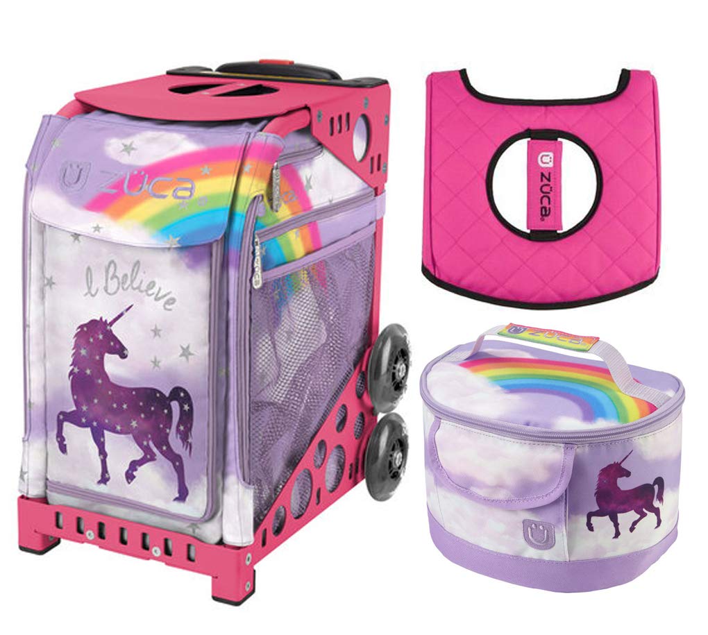 Zuca Sport Bag - Unicorn 2 Backpack with Gift Lunchbox & Seat Cover (Pink Frame) | Perfect for Gymnastics, Dance & Travel | Durable Kids Sports Gear
