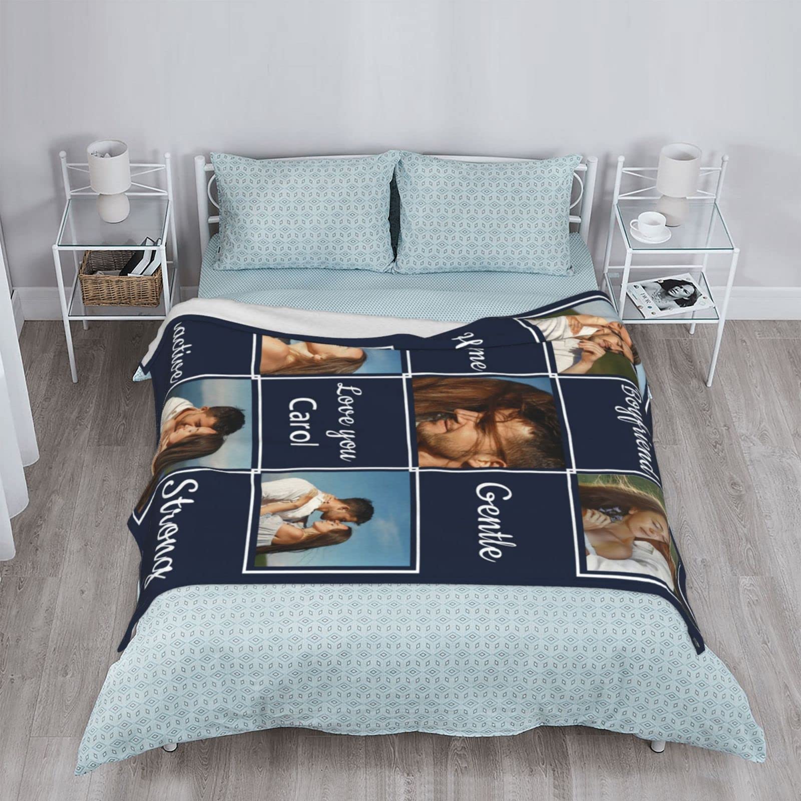 Personalized Couple Blankets - Custom Anniversary & Valentine's Day Gifts for Him, Boyfriend Birthday Present, Long Distance Relationship Gift Idea - Perfect for Romantic Nights & Cozy Home Decor