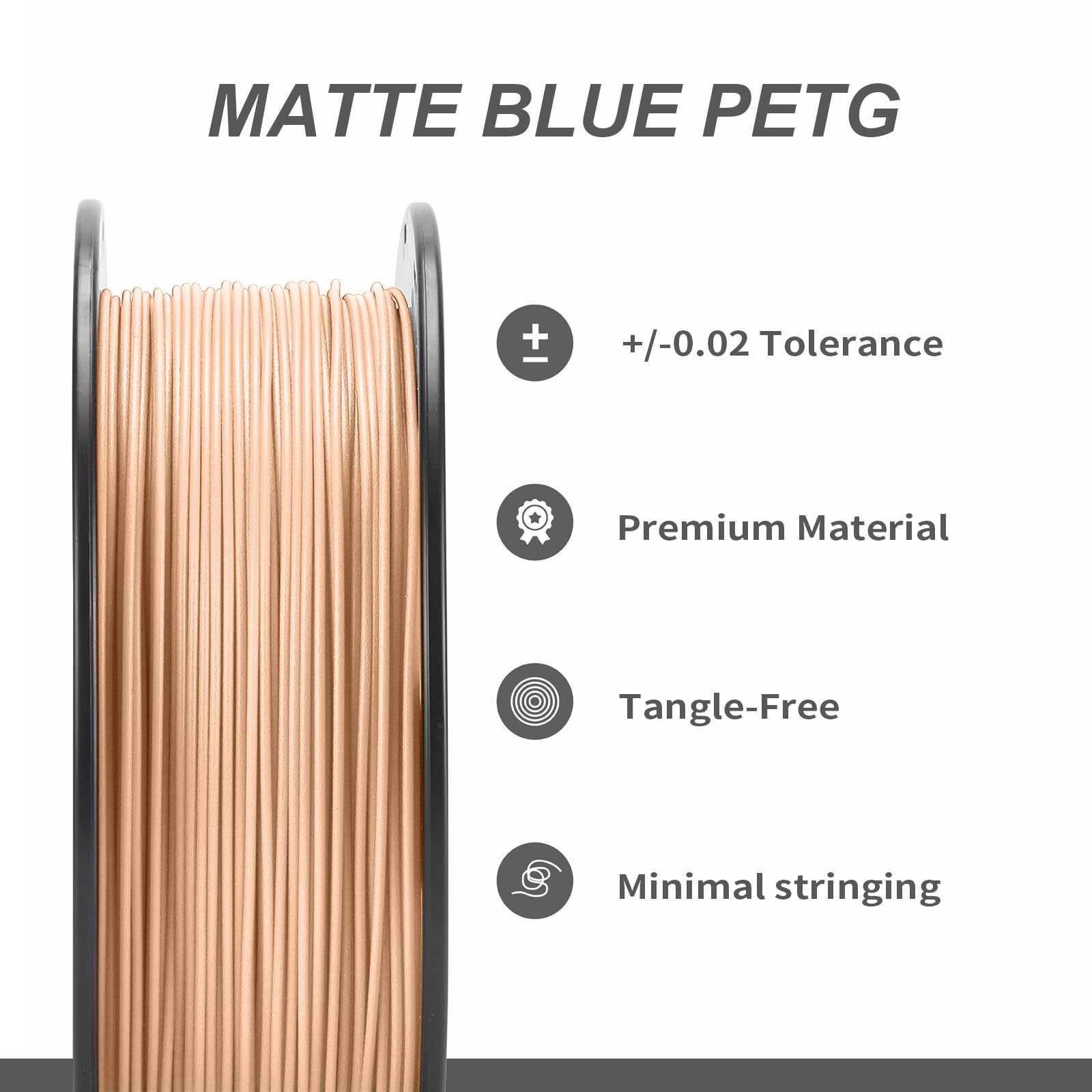 Premium 1.75mm Tan PETG 3D Printer Filament - Light Brown Matte Finish, High Strength, +/-0.02mm Dimensional Accuracy, 1kg Spool (2.2lbs) - Compatible with Most FDM 3D Printers for Cosplay Props, Functional Parts & DIY Projects