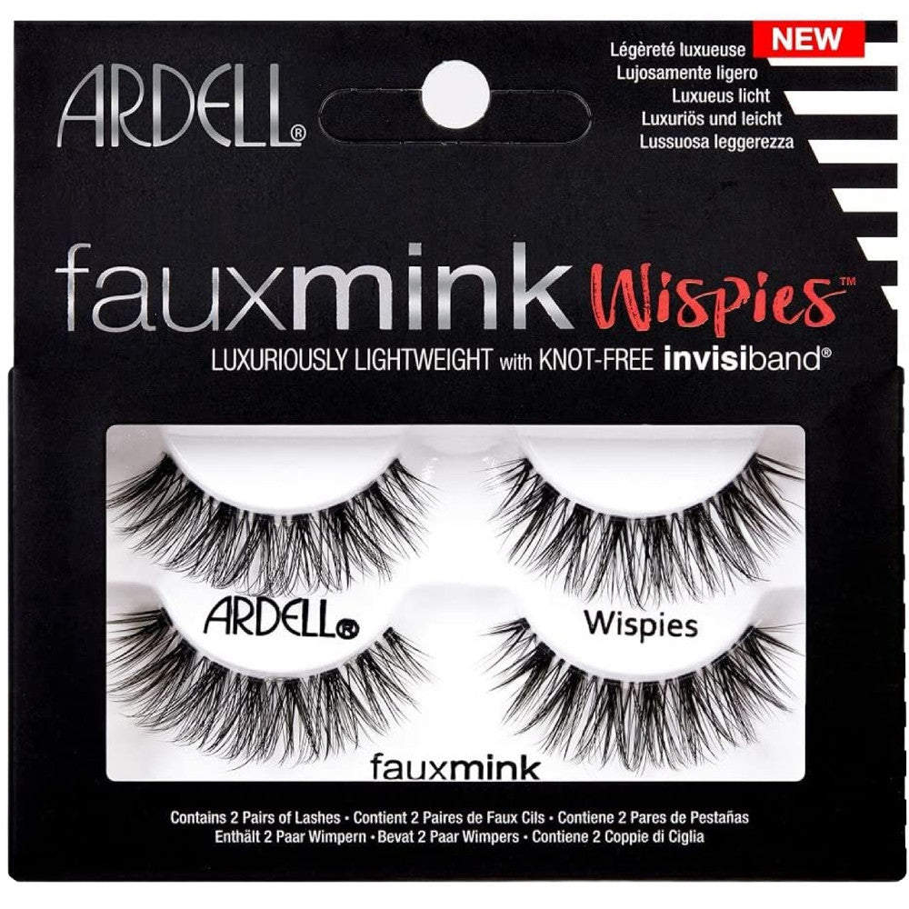 Ardell Faux Mink Wispies False Eyelashes Twin Pack - Natural Looking Lashes for Everyday Wear & Special Occasions