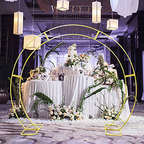 TFCFL 2.6M×2.2M Gold Wedding Arch Backdrop Stand with Bases - Double-Tube Metal Photo Booth Background for Wedding Ceremony, Reception, Birthday Party, Garden & Outdoor Decor | Perfect for Instagram-Worthy Wedding Photos and Event Backdrops