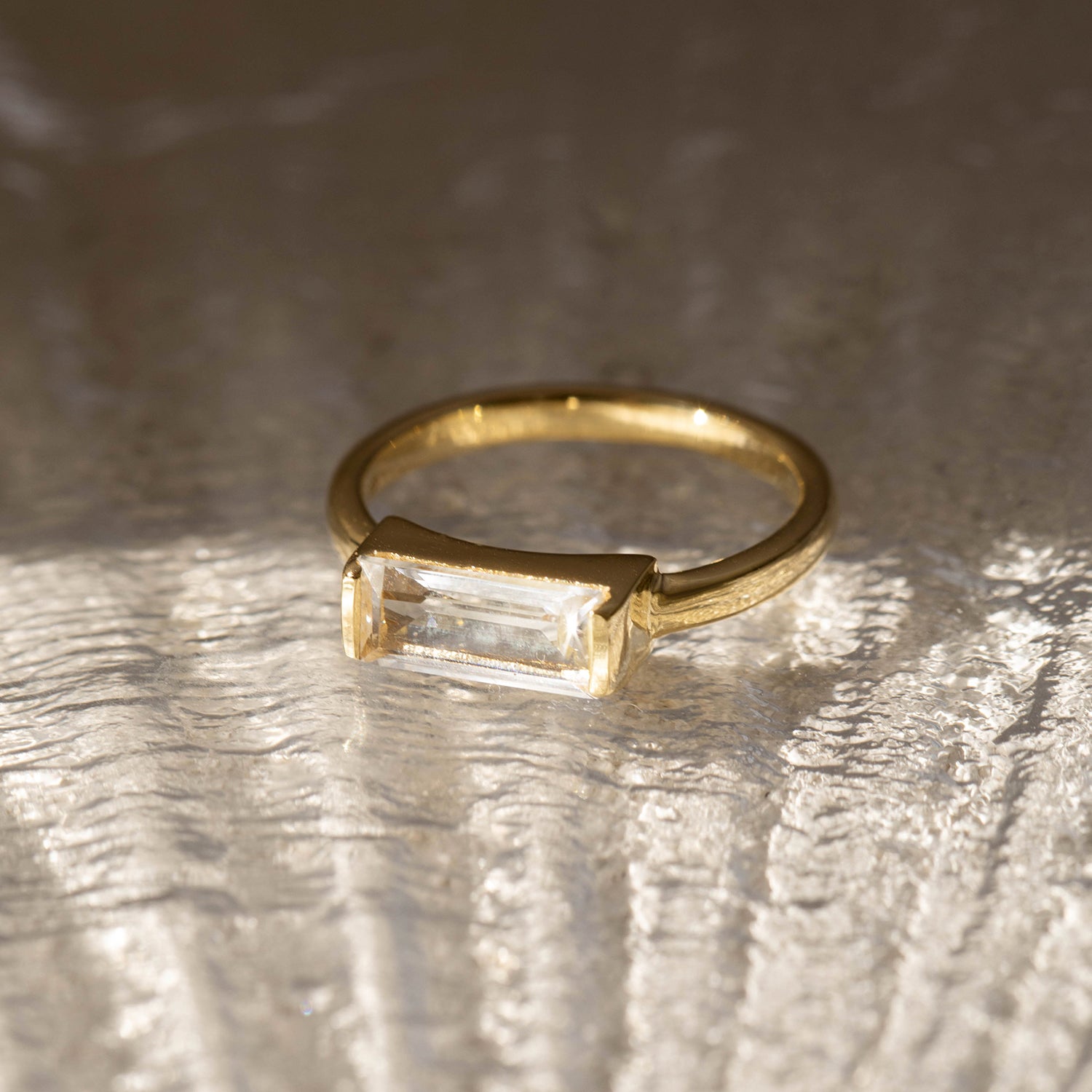 Novia Ring - 14K Gold Plated White Topaz Engagement Ring for Women | Elegant Promise & Wedding Band | Perfect for Proposals, Anniversaries & Special Occasions