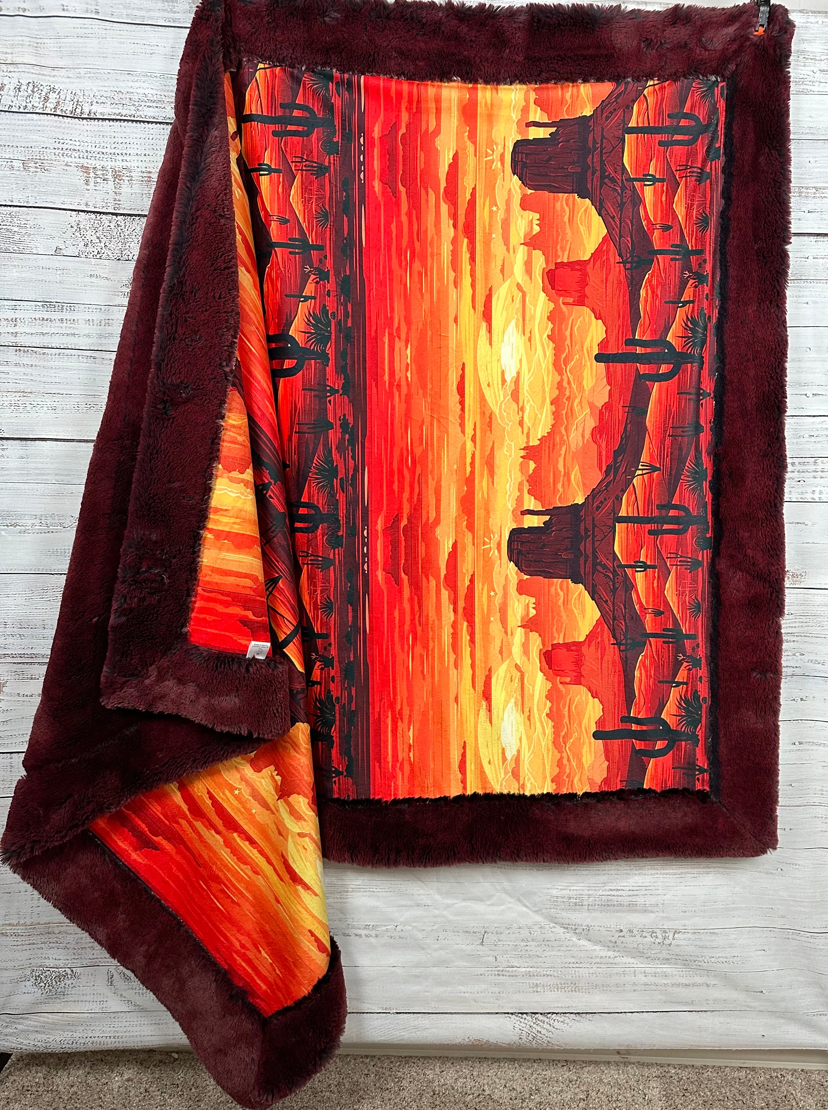 Premium 55x80 Large Minky Blanket with Arizona Landscape & Cherry Arctic Fox Design - Soft Cozy Throw for Bed, Couch, and Outdoor Adventures