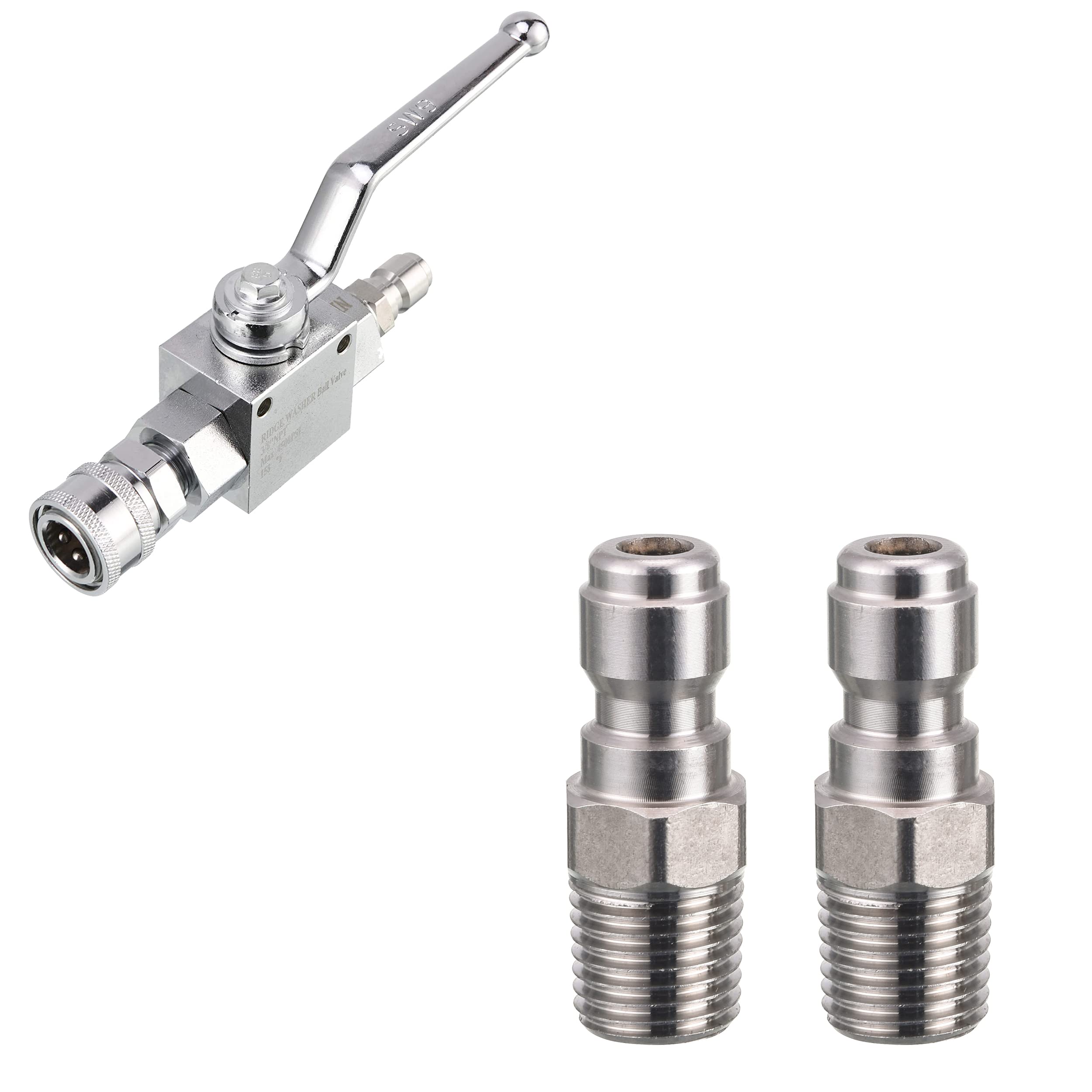 RIDGE WASHER High Pressure Ball Valve Kit for Power Washer Hose - Heavy Duty Pressure Washer Couplers & Quick Connect Fittings - Perfect for Car Washing, Deck Cleaning & Outdoor Equipment Maintenance