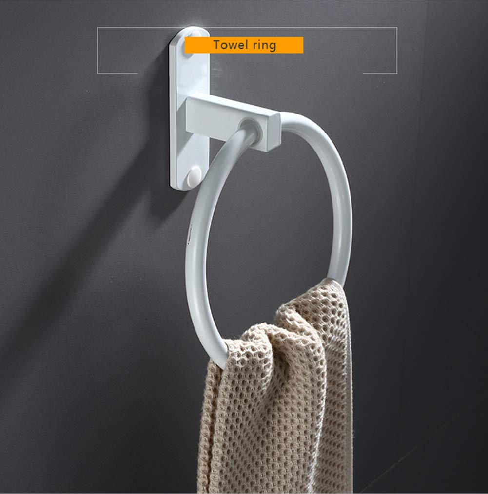 Hovico No-Drill Towel Rings for Bathroom & Kitchen - Rust-Resistant White Bathroom Accessories - Perfect for Hanging Hand Towels, Washcloths & Kitchen Linens