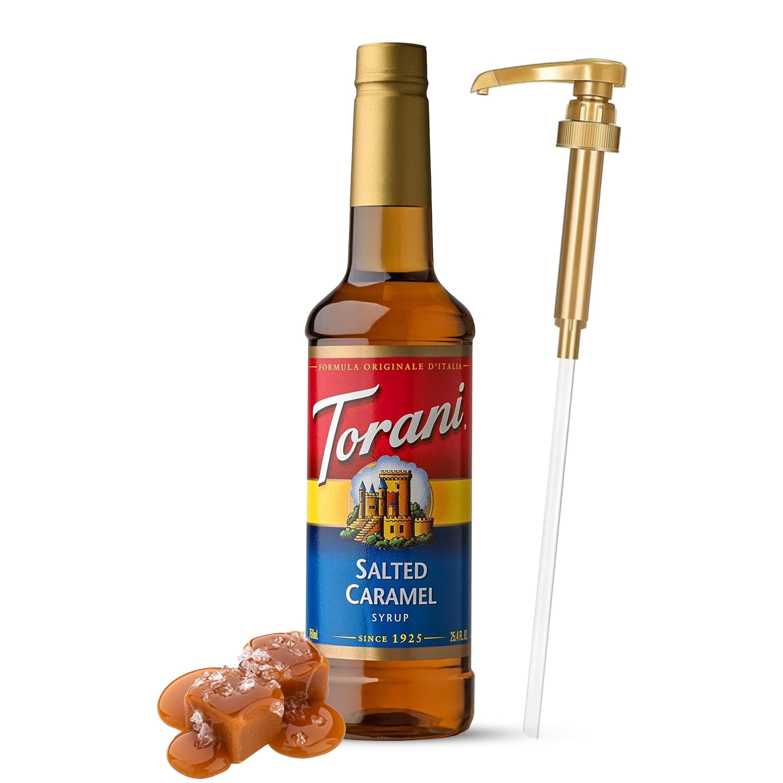 Premium Salted Caramel Coffee Syrup - 25.4oz Gourmet Flavoring for Lattes, Iced Coffee & Desserts | Includes Jimoco Pump Dispenser for Easy Pouring | Perfect for Home Baristas & Coffee Shops