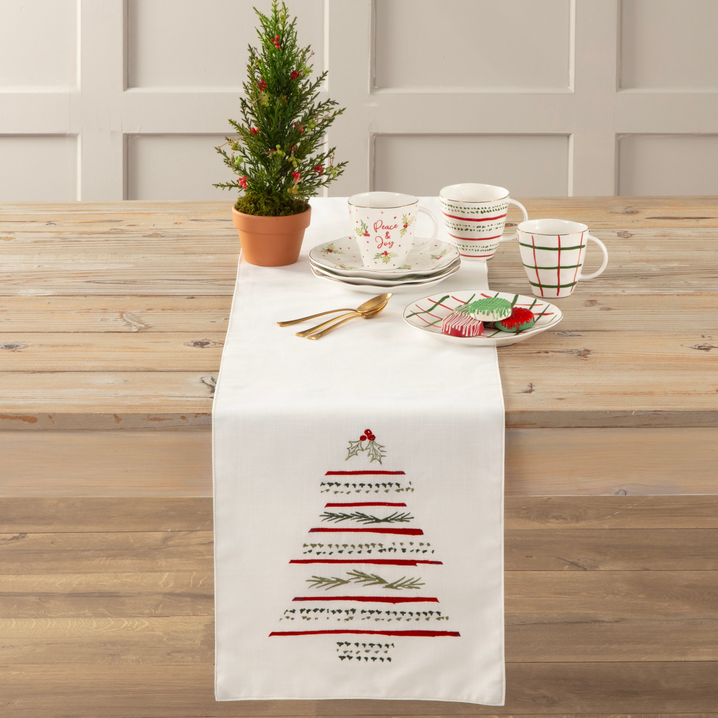 Bayberry Tree 14X72 Inch Table Runner - Elegant Dining Table Decor for Thanksgiving, Christmas & Wedding Parties