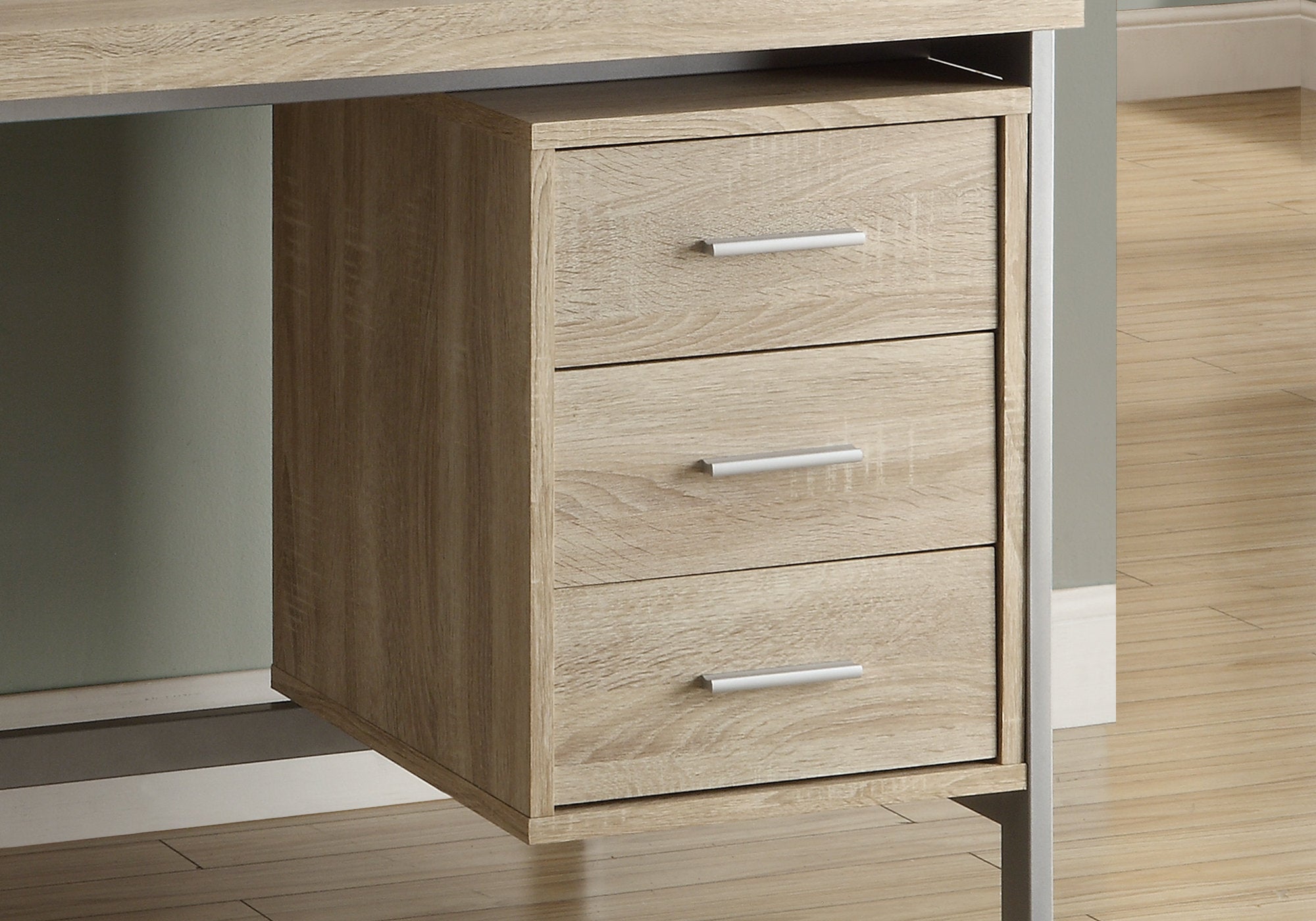 60L Office Series Natural with Silver Metal Storage Cabinet - Perfect for Home, Office & Classroom Organization