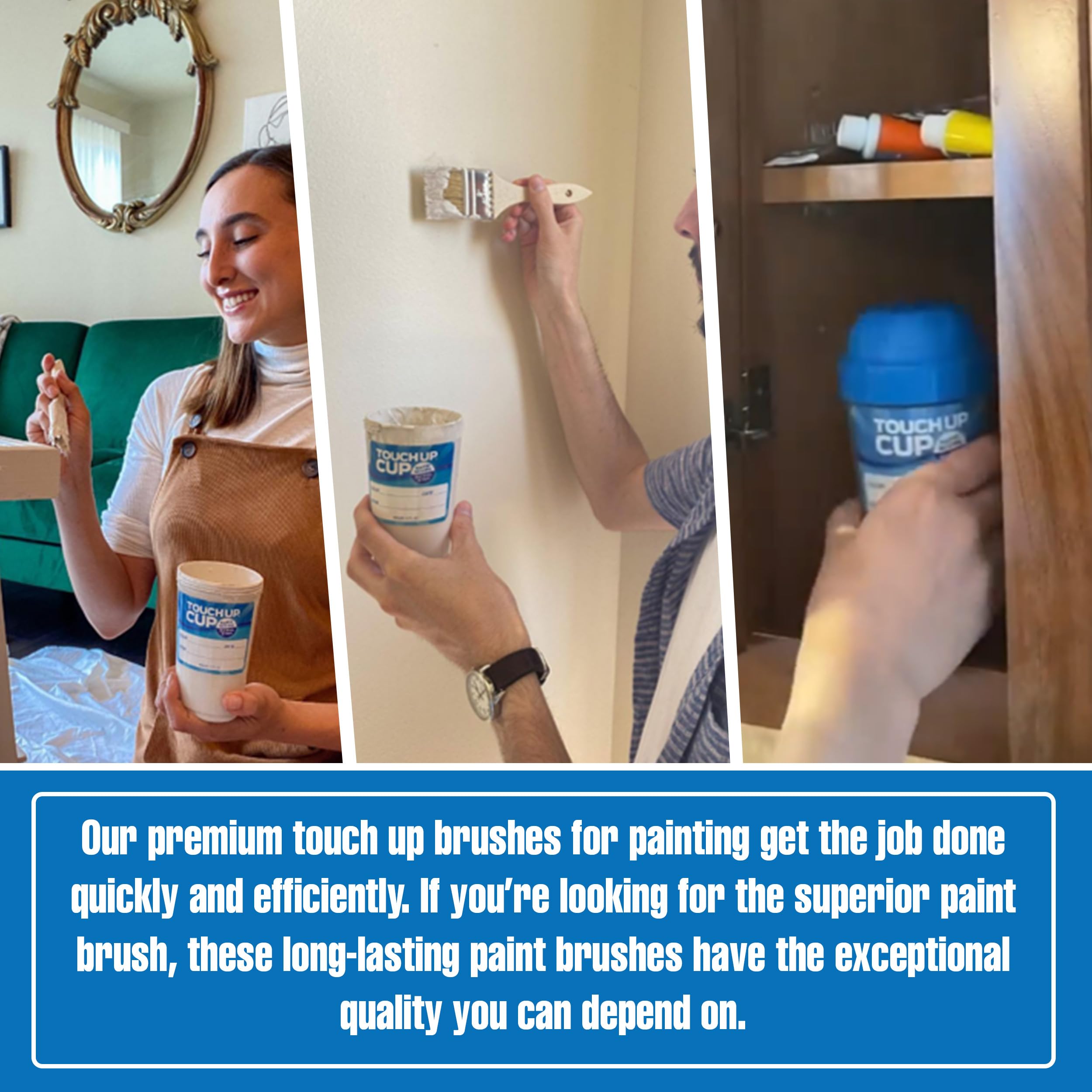 Premium Touch Up Paint Brushes for Walls, Trim & Edges – Home Improvement Kit (Pack of 4) – As Seen On Shark Tank – Perfect for DIY Projects, Small Repairs & Professional Touch Ups