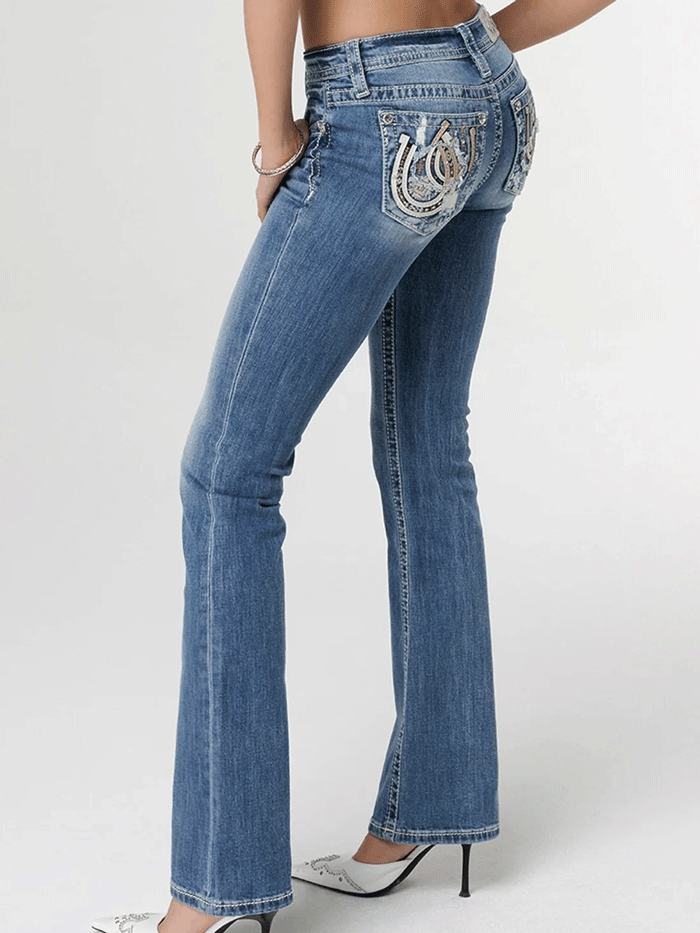Miss Me M9303B Women's Horseshoe Bootcut Jeans in Neutral Blues - Stylish & Comfortable Denim Pants for Casual Wear, Outings & Everyday Fashion