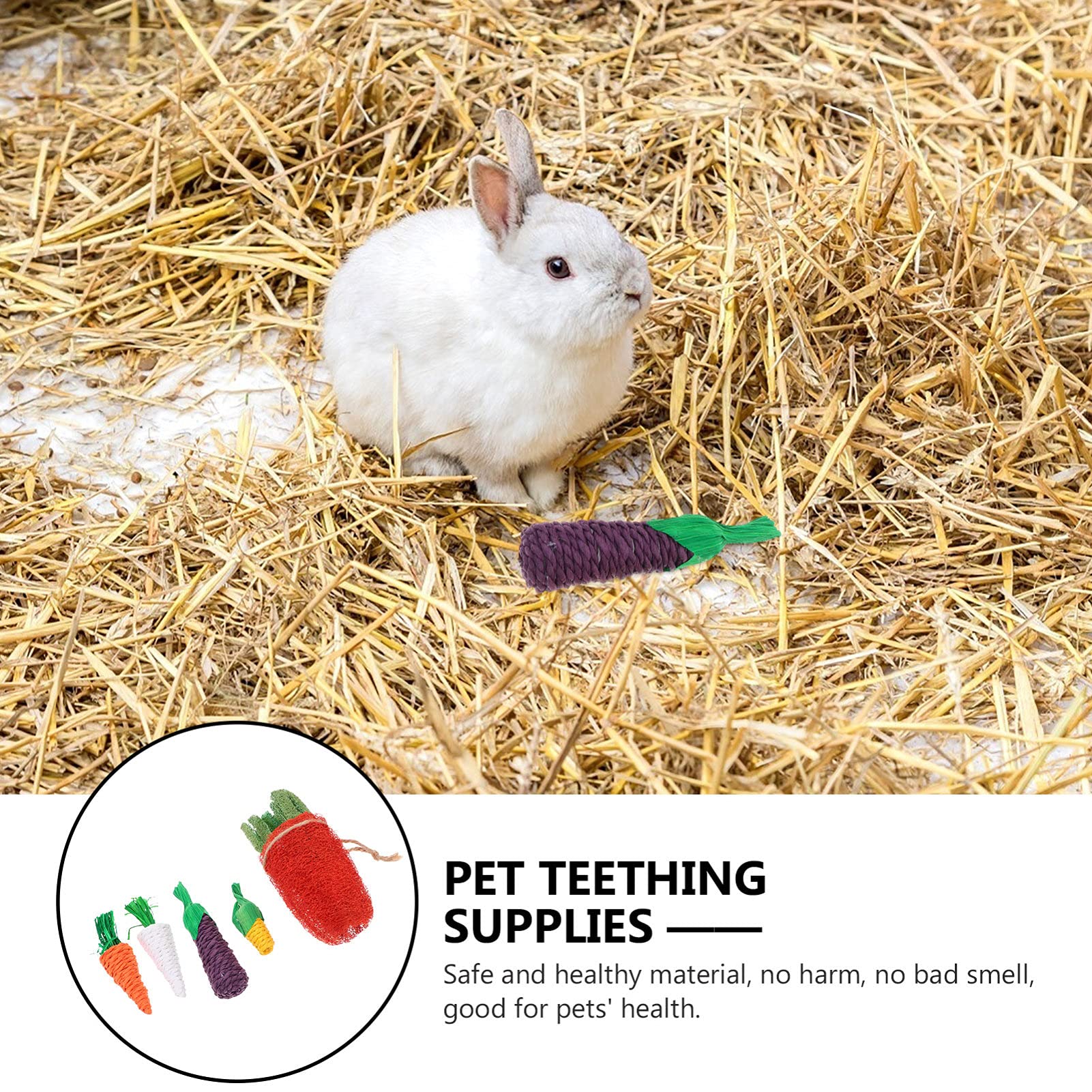 STOBOK 5pcs Hamster Chew Toys for Teeth Care - Natural Cotton Rope Chewing Toys for Rabbits, Guinea Pigs, Parrots & Small Pets - Safe Molar Teething Relief & Stress Relief - Perfect for Cage Play, Dental Health & Boredom Prevention