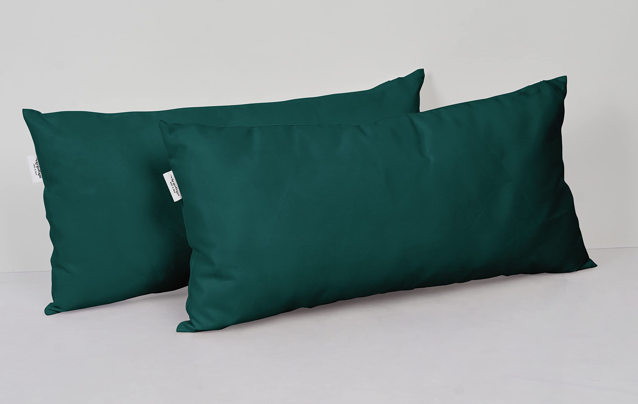 Waterproof All-Weather Teal Blue Polyester Lumbar Pillow Set of 2 - Indoor/Outdoor Decorative Throw Pillows for Patio Furniture, Sofa & Bed - Perfect for Living Room, Garden and Poolside Relaxation