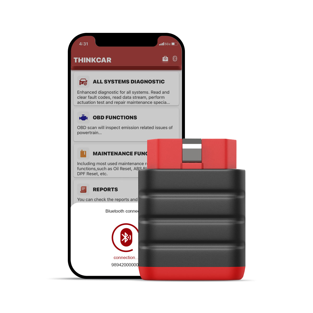 THINKDIAG MINI Bluetooth OBD2 Scanner Diagnostic Tool - Full System Car Code Reader for iOS & Android - Check Engine Light, Fault Codes & Live Data - Perfect for DIY Car Repairs & Professional Mechanics