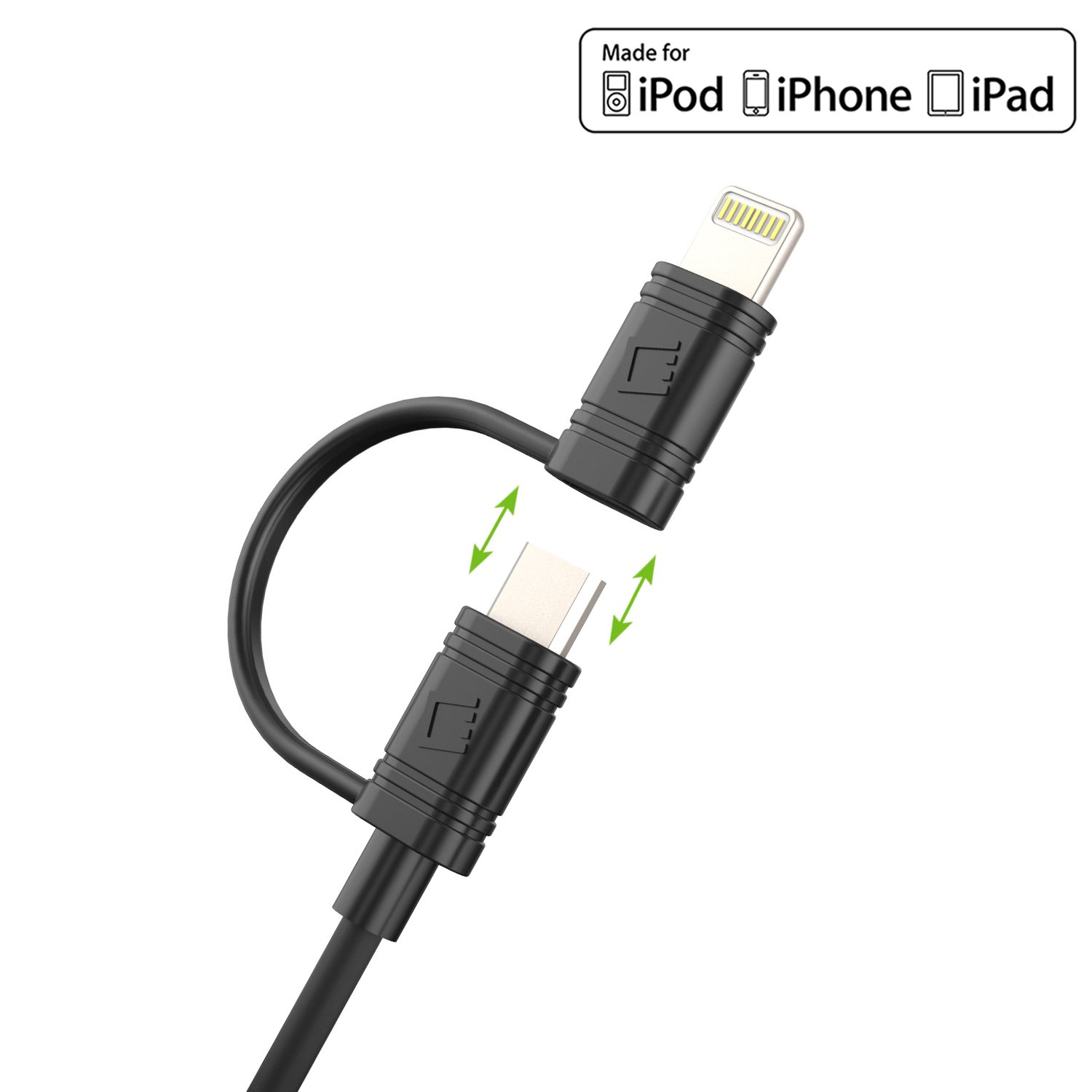 Apple Certified Lightning Cable - Cellet iPhone Charger Cord for iPhone 14/13/12/11/SE/XS & iPad Pro/Air/Mini - Fast Charging & Data Sync - Perfect for Home, Office & Travel (Black)