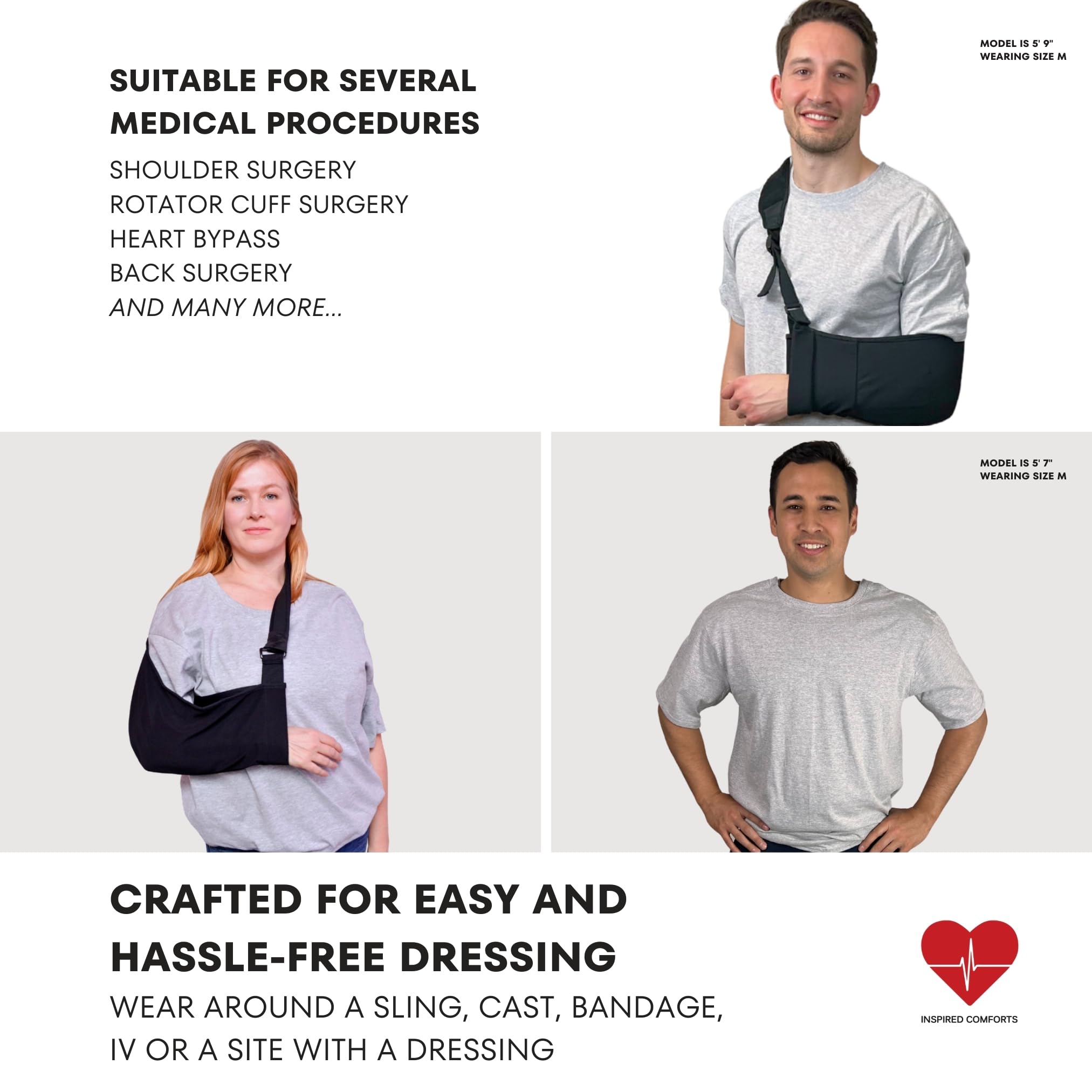 Unisex Post-Surgery Shoulder Recovery Shirt with Hidden Snaps - Ideal for Shoulder Surgery, Physical Therapy & Comfortable Daily Wear