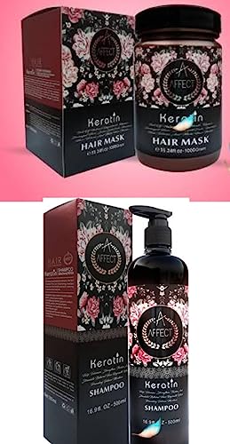 Affect Keratin Shampoo 500ml & Hair Mask 1000g - Deep Repair for Damaged Hair - Salon Quality Hair Care Set for Dry, Frizzy & Color-Treated Hair - Perfect for Home & Professional Use