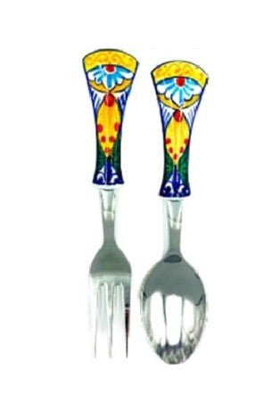 Premium Italian Ceramic Salad Servers Set of 2 - Elegant Tableware for Dinner Parties & Healthy Meal Prep