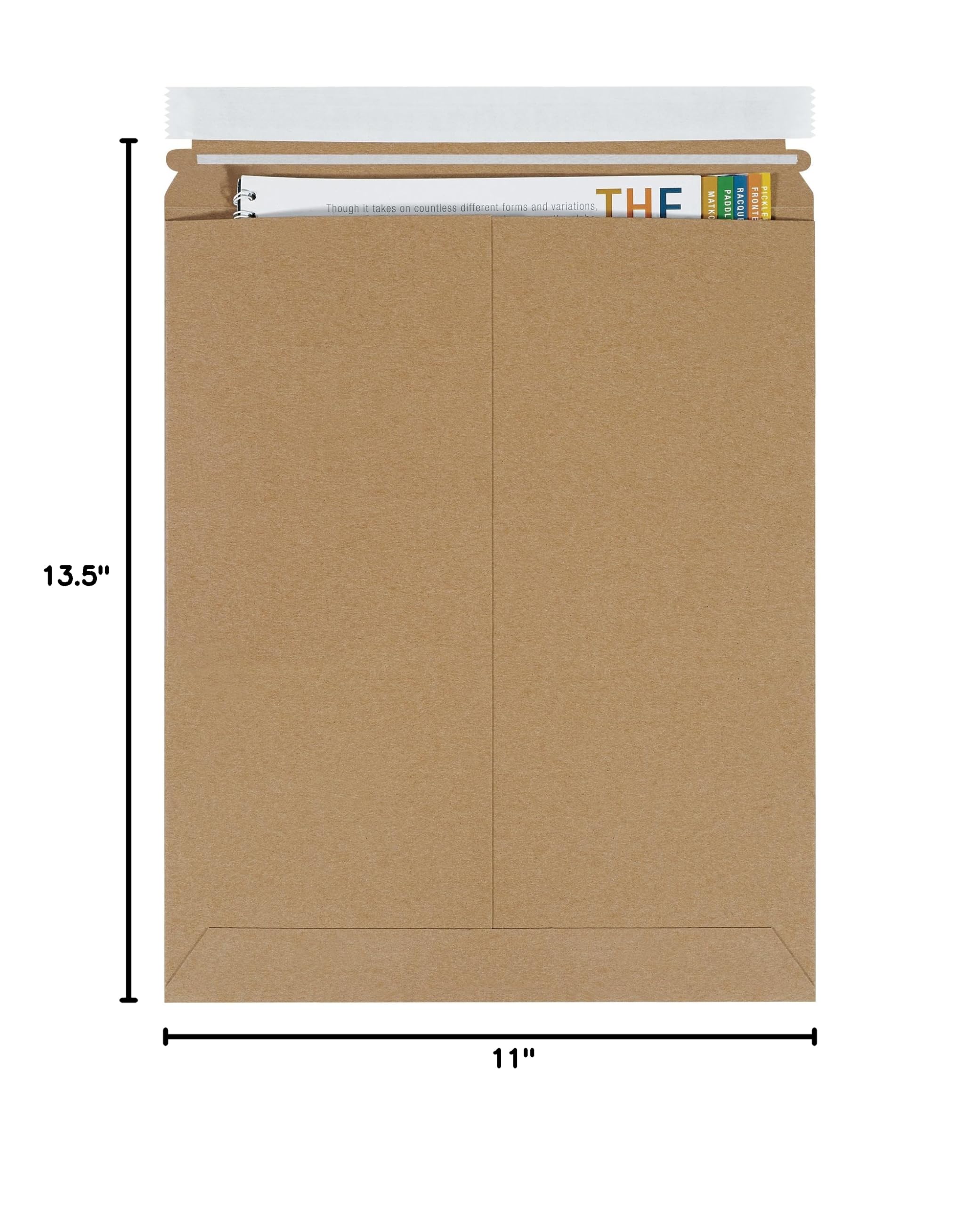 Tape Logic 11 x 13 1/2 Inch Stayflats Rigid Flat Mailers - Kraft Brown (100 Pack) | Photo & Document Mailers with Peel & Seal Closure | Easy Tear Strip Opening | Perfect for eBay, Etsy & Amazon Shipping