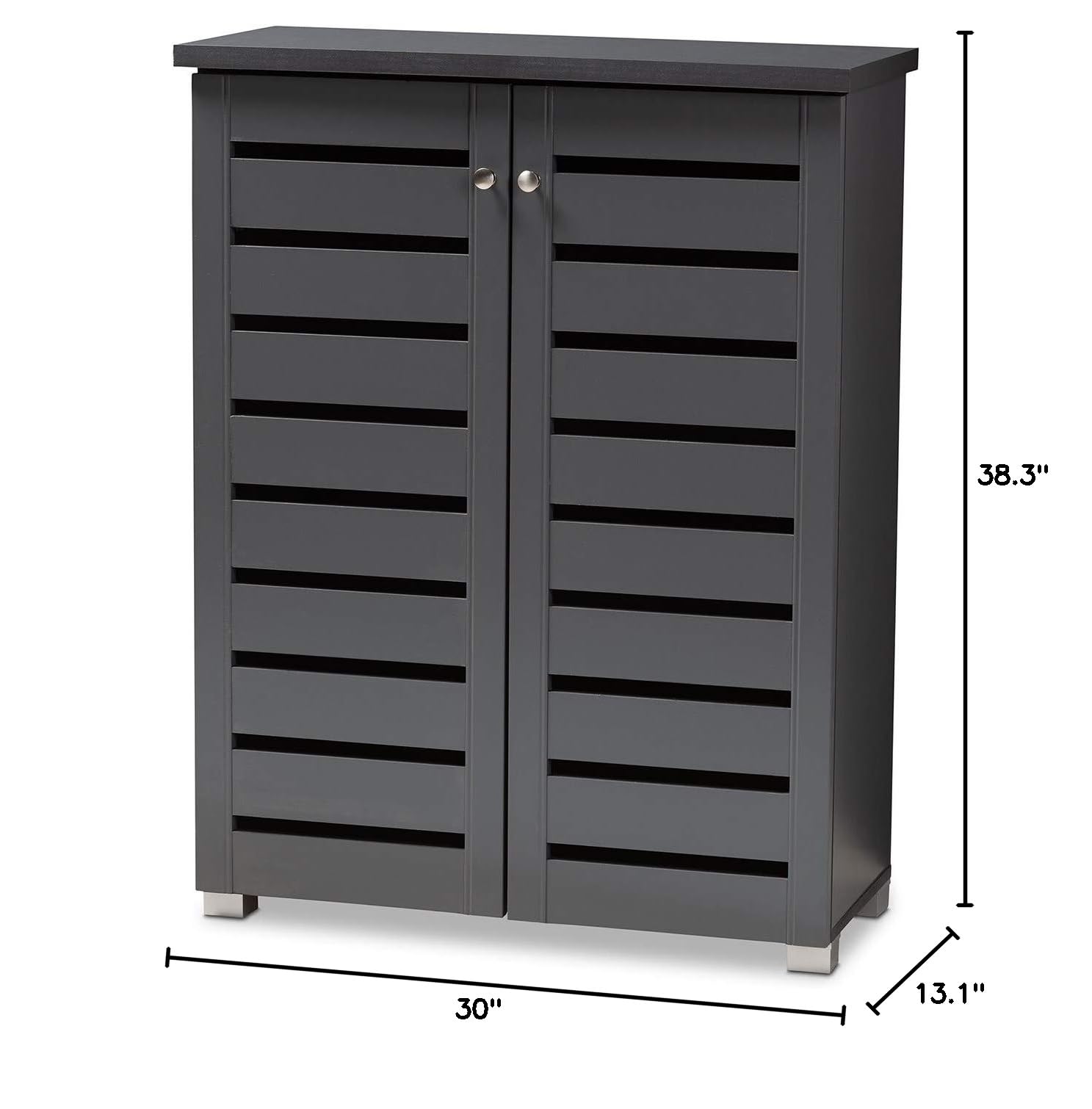 Modern Grey Wooden Shoe Storage Cabinet with Hardware - Perfect for Entryway, Closet & Bedroom Organization