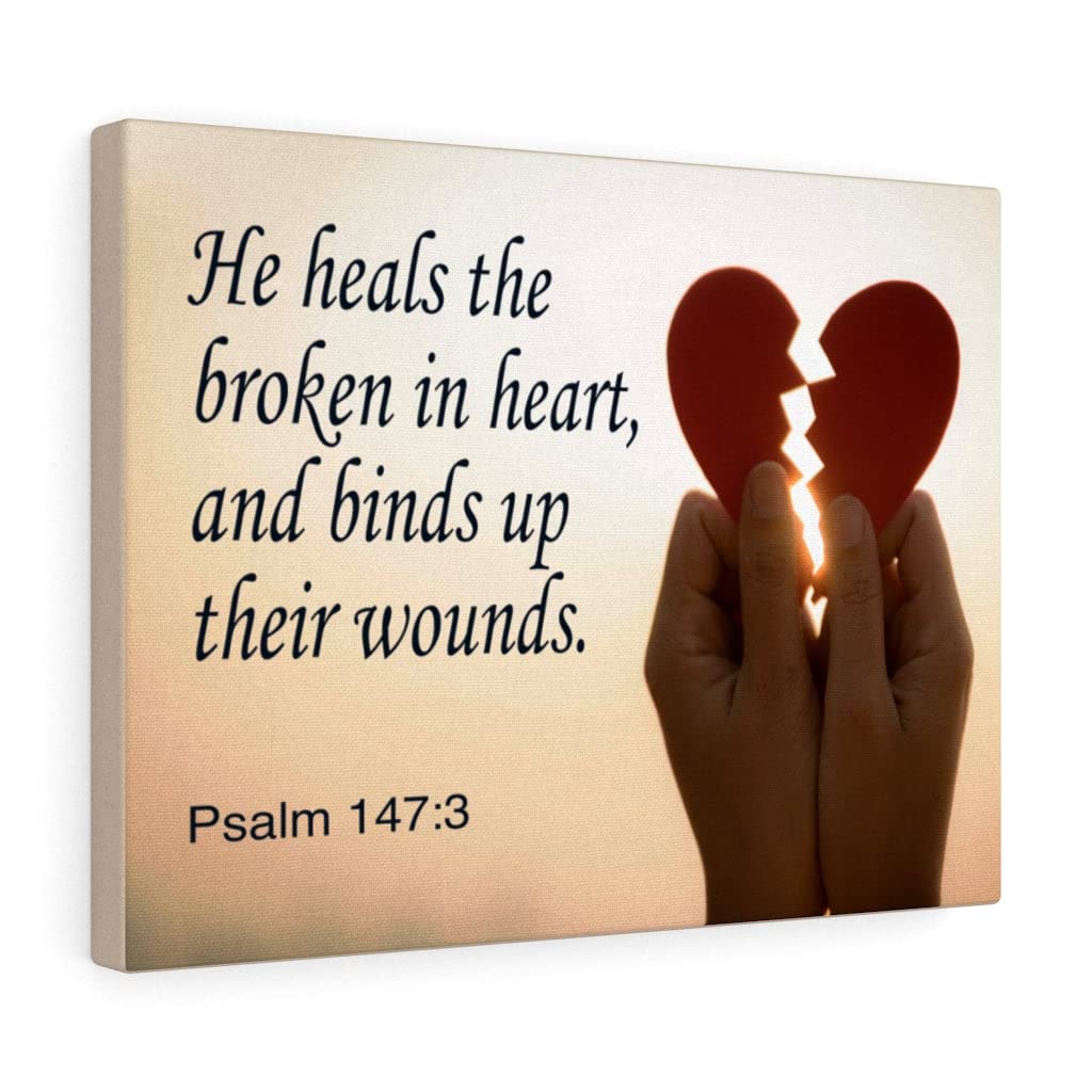 Healing Bible Verse Wall Art - Psalm 147:3 Christian Scripture Print - Ready to Hang Inspirational Home Decor for Living Room, Bedroom & Office