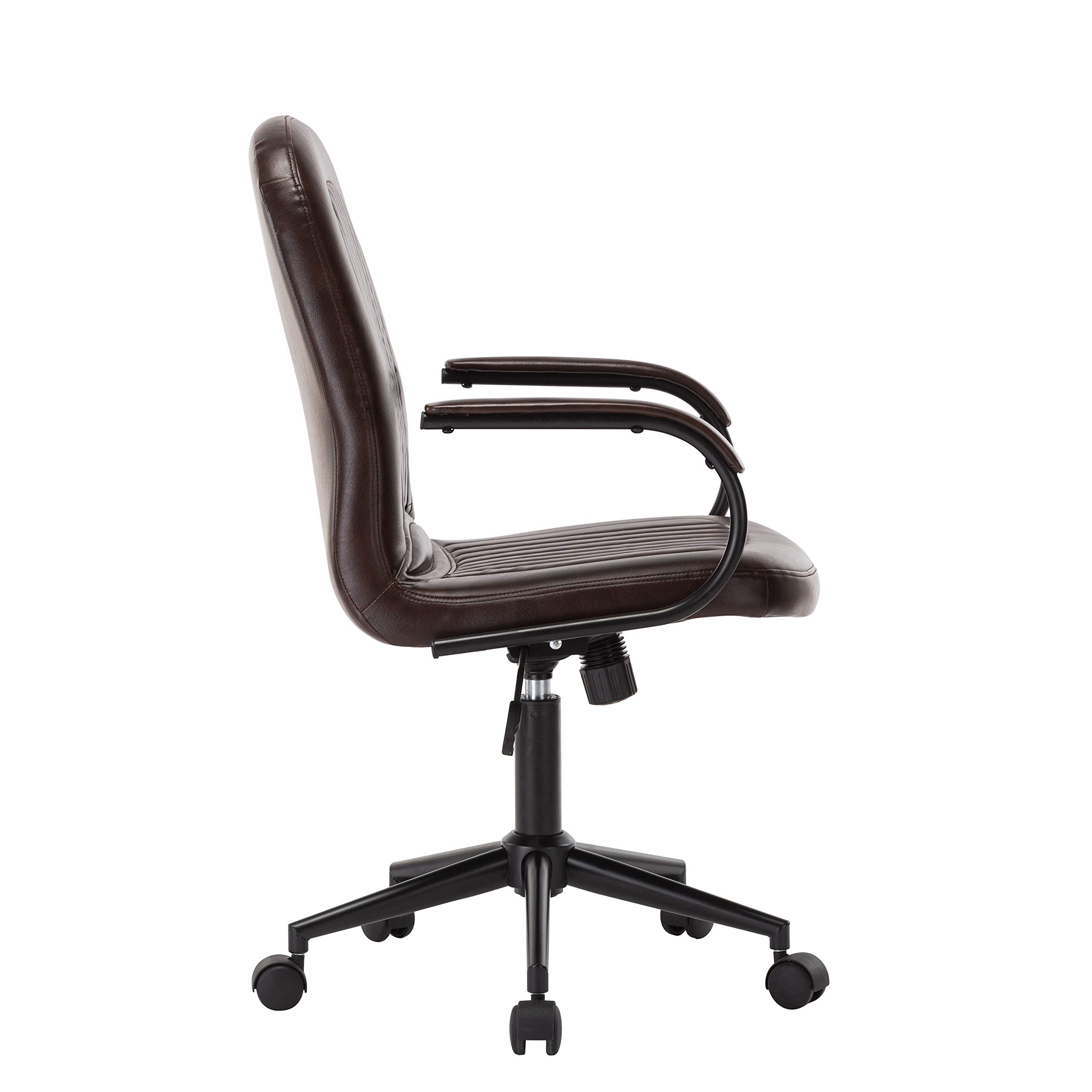 Porthos Home Kaper Swivel Office Chair - Mid Back Ergonomic Desk Chair with Adjustable Height, PU Leather Upholstery & Roller Casters - Perfect for Home Office, Small Studio & Workspace Comfort