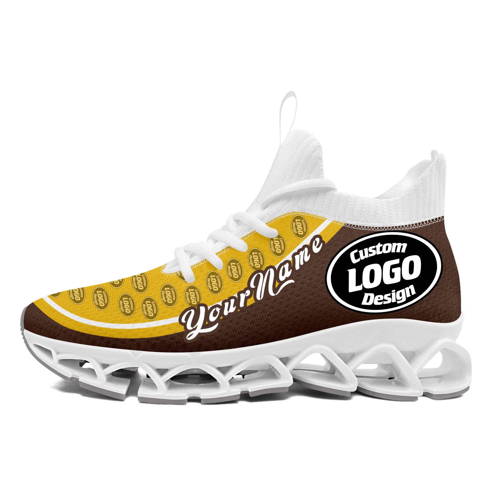 Custom Brown & Yellow Maxsoul Personalized Sneakers - Breathable Comfort Shoes for Men & Women (FN030XD D020388) - Perfect for Running, Gym Workouts & Casual Streetwear Fashion